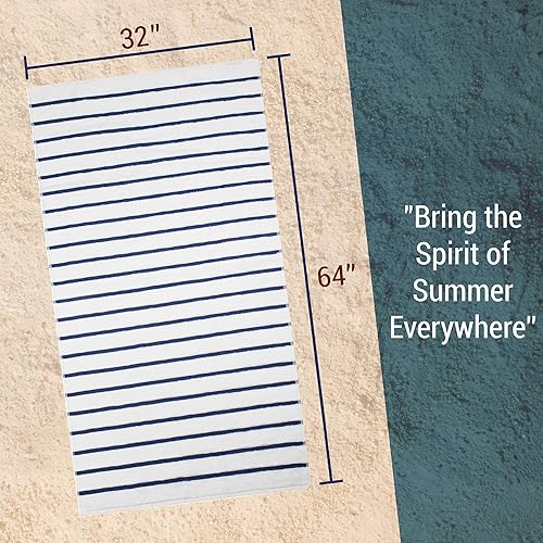 Miniatura 9 de Paquete de 2 toallas de playa de algodón turco a rayas grises, grandes, suaves y absorbentes, juego de toallas de baño 100% algodón para playa,