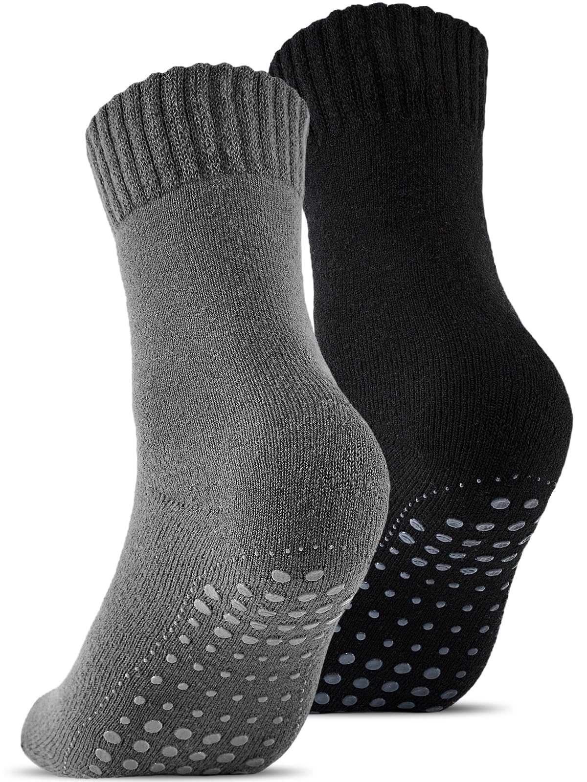 Stoeury 2 Paar ABS Socken mit Wolle Herren Damen, Thermosocken aus Volle-Frottee, Anti Rutsch Wollsocken, Rutschfeste Stoppersocken, Warme Haussocken, Valentinstag für Ihn Sie