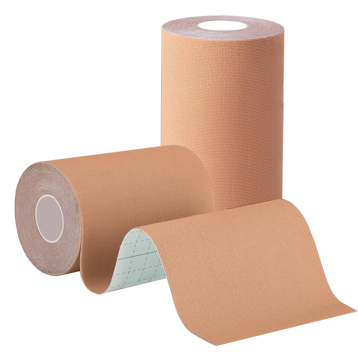Kinesiologie-Tape, 10,2 cm x 16,1 m, Original-Baumwolle, wasserdicht, Sport-Tape, frei geschnittenes Klebeband für Knöchel, Handgelenke, Knie, elastisches Schwimm-/Sport-Tape, hautfarben, 2 Rollen