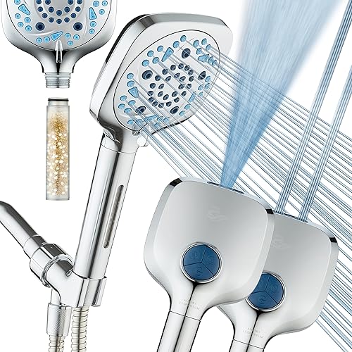 AquaCare Cabezal de ducha filtrado de alta presión con 10 modos de pulverización, cabezal de ducha de mano que filtra cloro para curar la piel seca,