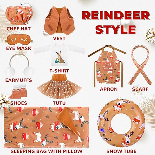 Miniatura 45 de Kacctyen 12 piezas de accesorios de Navidad incluyen muñeca de Navidad, saco de dormir, suéter, delantal, sombrero de chef, bufanda, orejeras