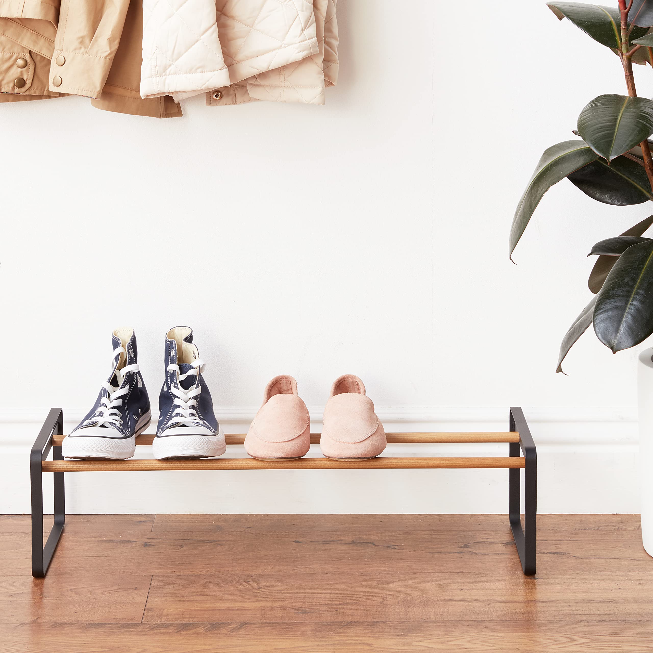 Yamazaki Home Stackable Steel | Shoe Rack, One Size, Black