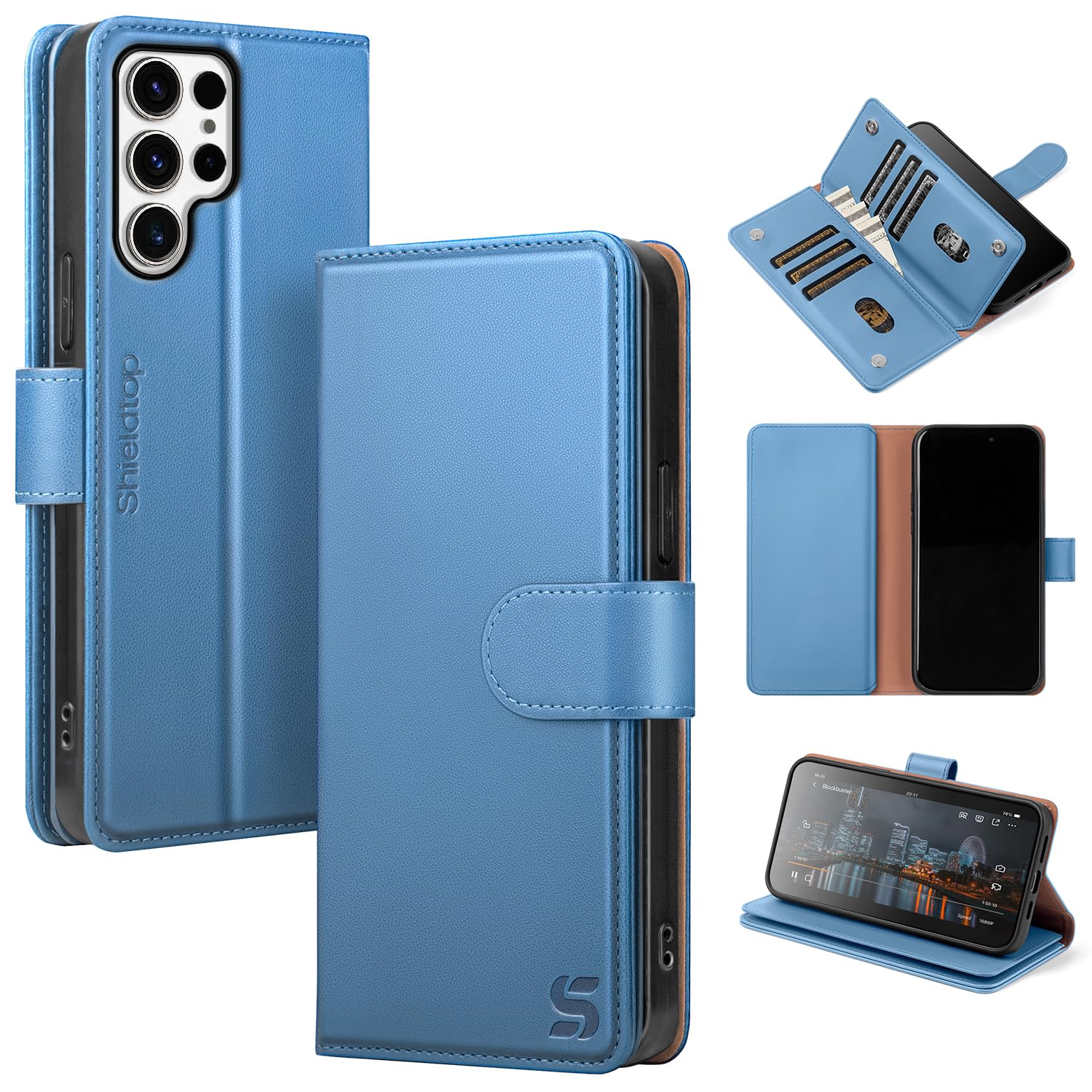 Shieldtop Compatible with Samsung Galaxy S23 Ultra 5G Wallet Case with Card Holder,Women Men RFID Blocking PU Leather Flip TPU Protective Cover Credit