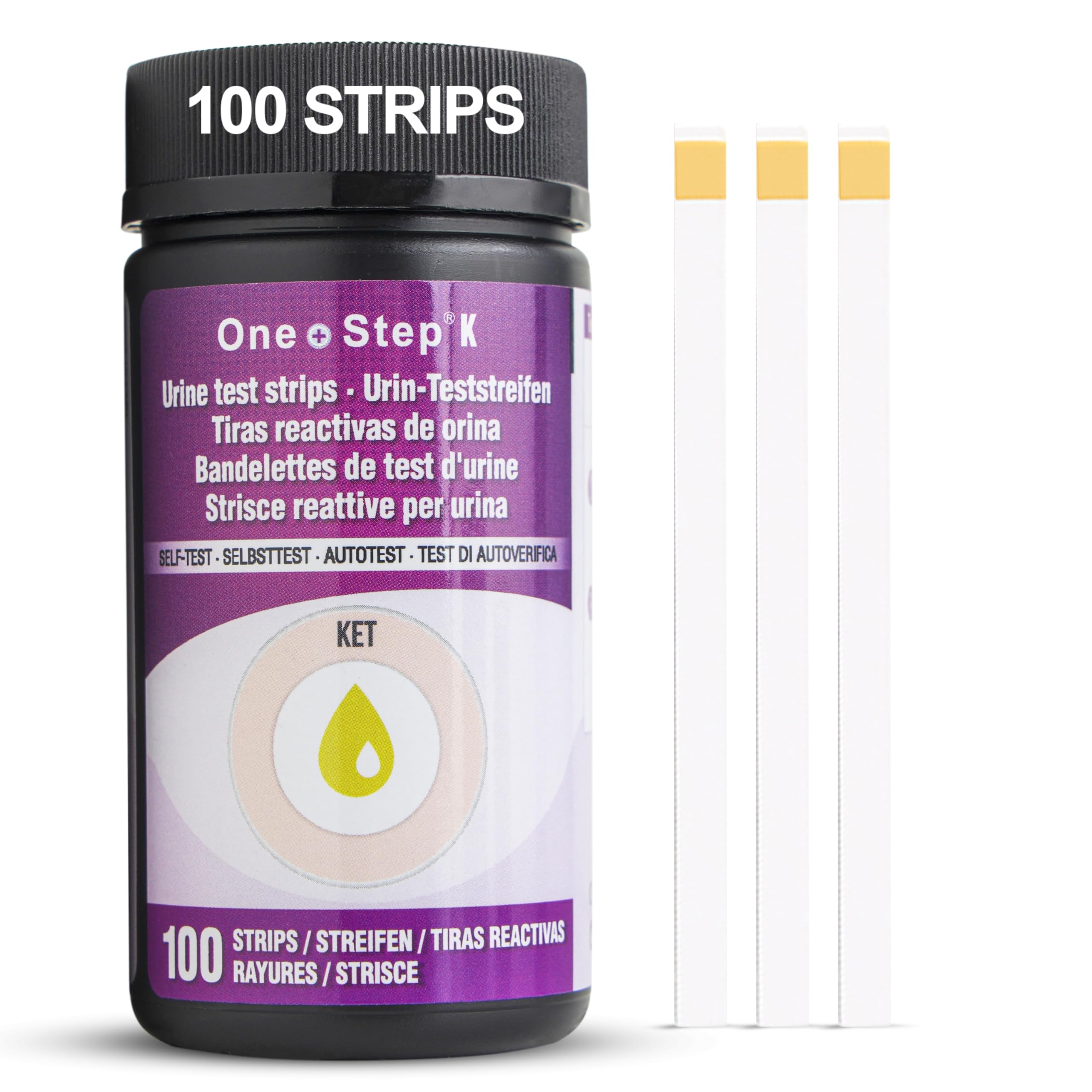 K Ketone Urine Test Strips, 100 x Keto Strips, Test for Ketosis on Ketogenic & Low-Carb Diets, Home Urinalysis Keto Test, Ketosis Checker for Ketone Measuring, Keto Diet Essentials