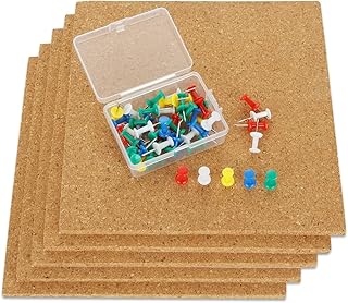 MIVIDE 20PCS Cork Tiles, Cork Boards for Walls, Cork Board Tiles, Self Adhesive Cork Wall Tiles with Push Pins for Notice, Pictures, Photos, Drawing Display (18X18X0.6CM)