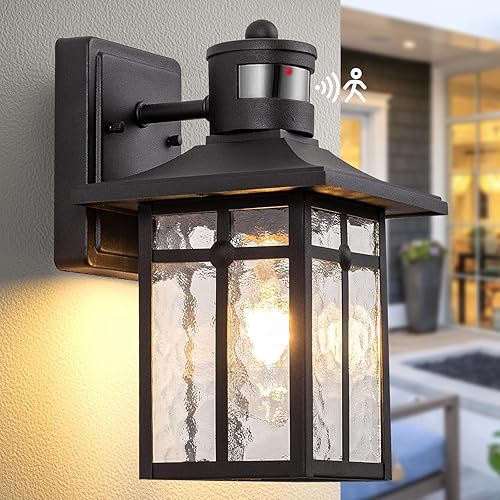 Lámpara de pared para exteriores con sensor de movimiento linterna de pared para exteriores del anochecer al amanecer color negro arena impermeable