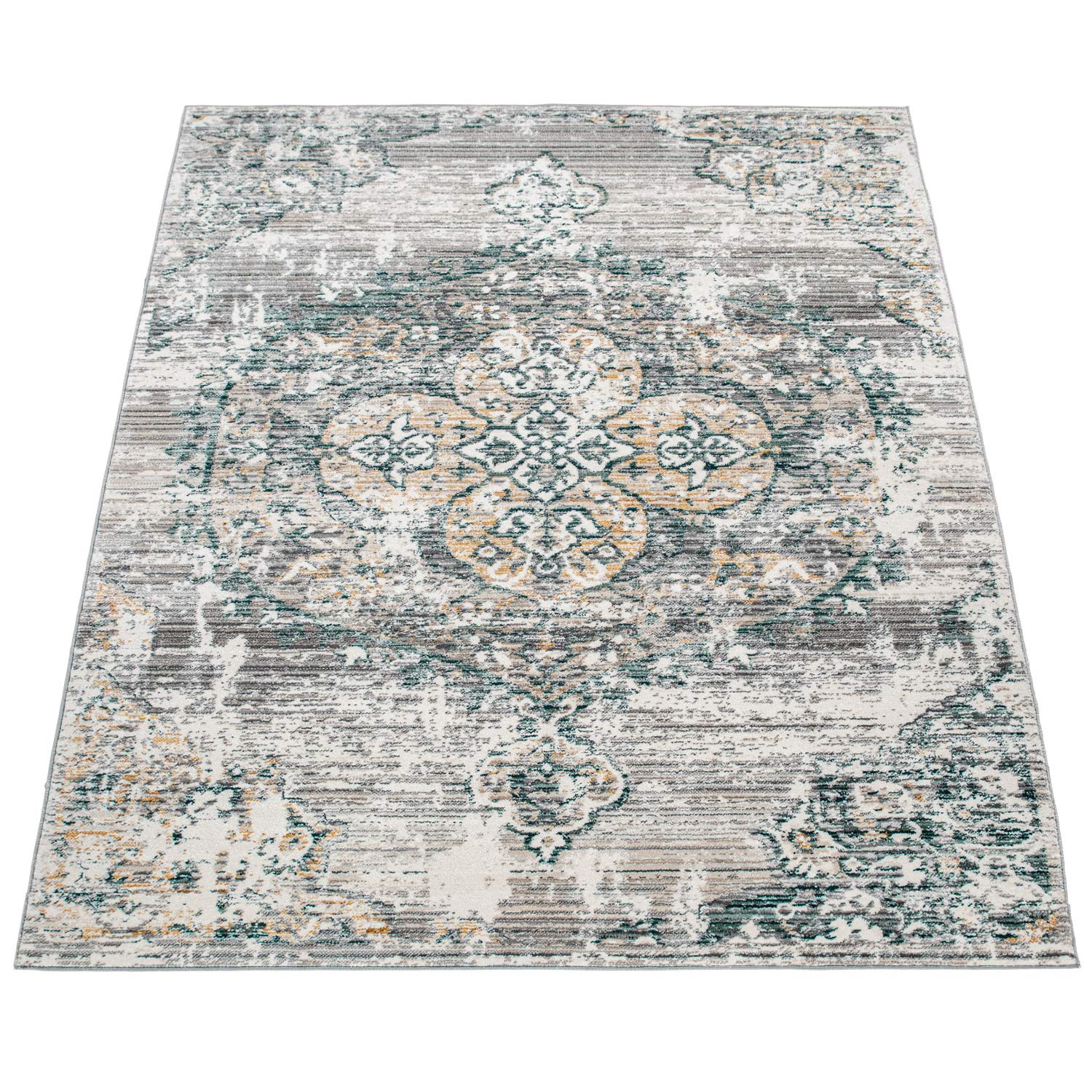 Paco Home Tapis Salon Chambre Adulte Poils Ras Motif Oriental Ornements Moelleux Vintage Moderne avec Bordure, Dimension:60x100 cm, Couleur:Gris 3