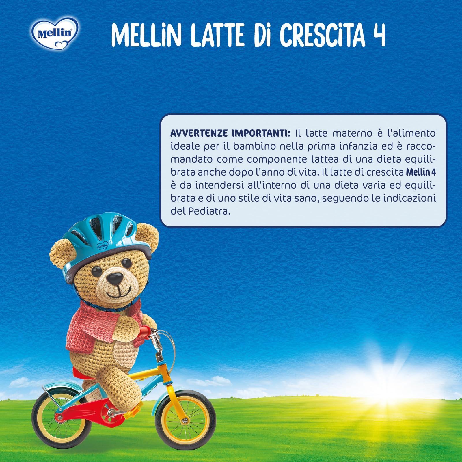 MELLIN 4 - Latte di Crescita in Polvere per Bambini - dal 2° anno compiuto al 3° anno, Gusto Delicato - Confezione da 3080 grammi (4 pezzi da 770g)