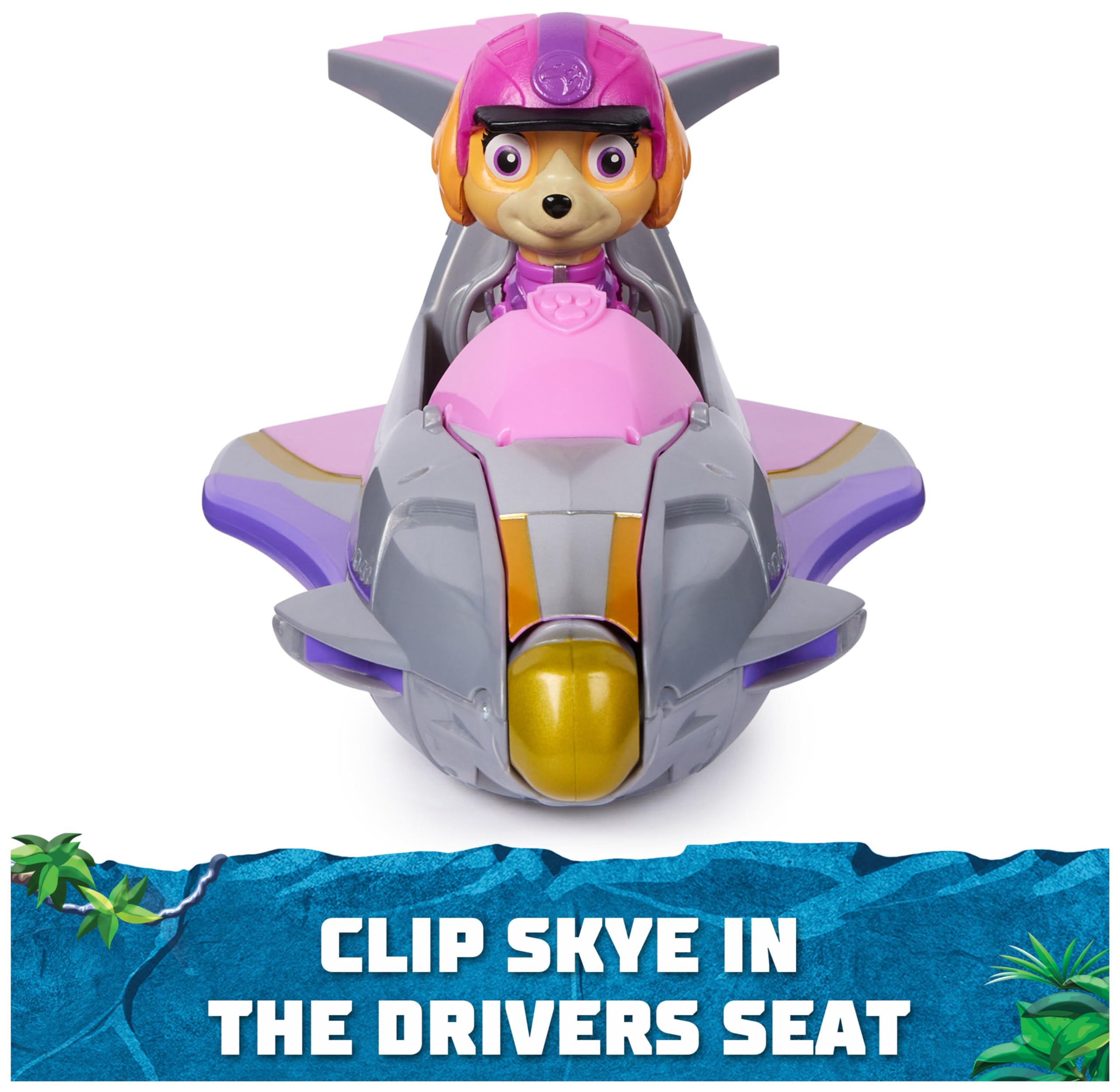 PAW Patrol Jungle Pups, Veicolo Falco di Skye, jet giocattolo con personaggio di Skye da collezione, giocattoli per bambini e bambine dai 3 anni in su