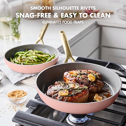 Miniatura 10 de GreenPan GP5 - Juego de ollas y sartenes de 14 piezas, cerámica anodizada dura, antiadherente, sin PFAS, asas de champán, calibre pesado, superficie