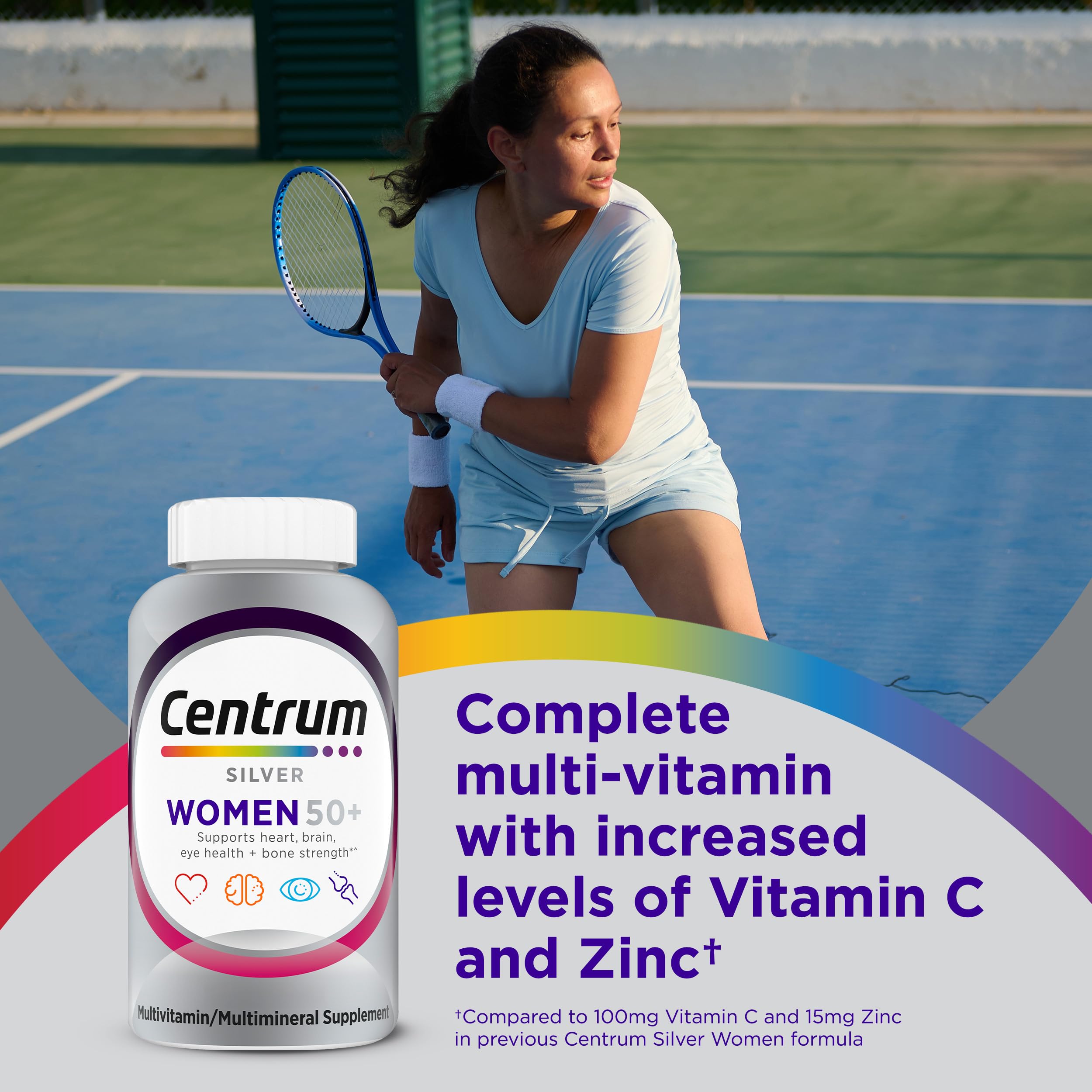 Centrum Silver Women's Multivitamin for Women 50 Plus, Multivitamin/Multimineral Supplement with Vitamin D3, B Vitamins, Non-GMO Ingredients, Supports memory and cognition in older adults - 65 Ct
