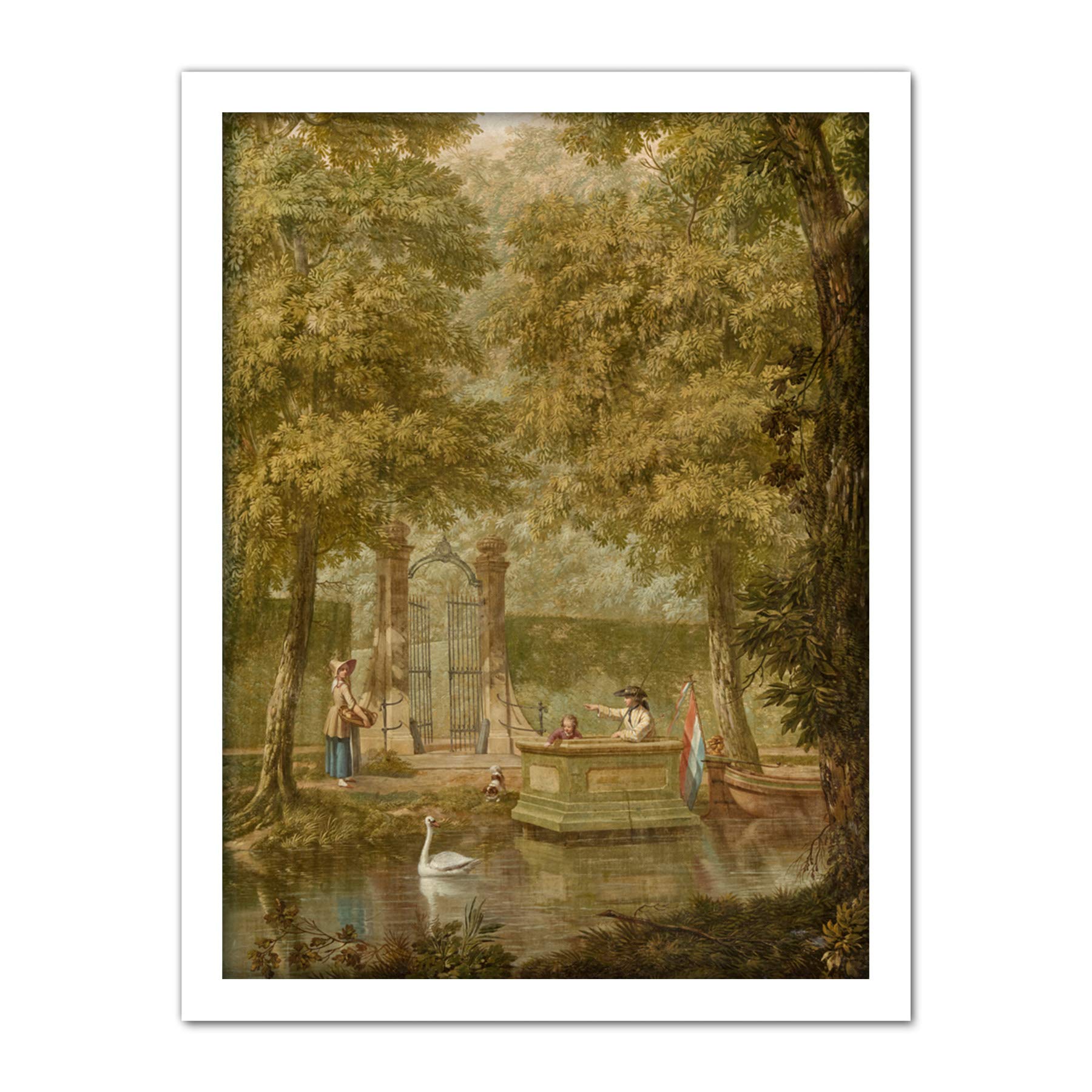 Artery8 Andriessen Dutch Landscape River Boat Painting Artwork Framed Wall Art Print 18X24 Inch