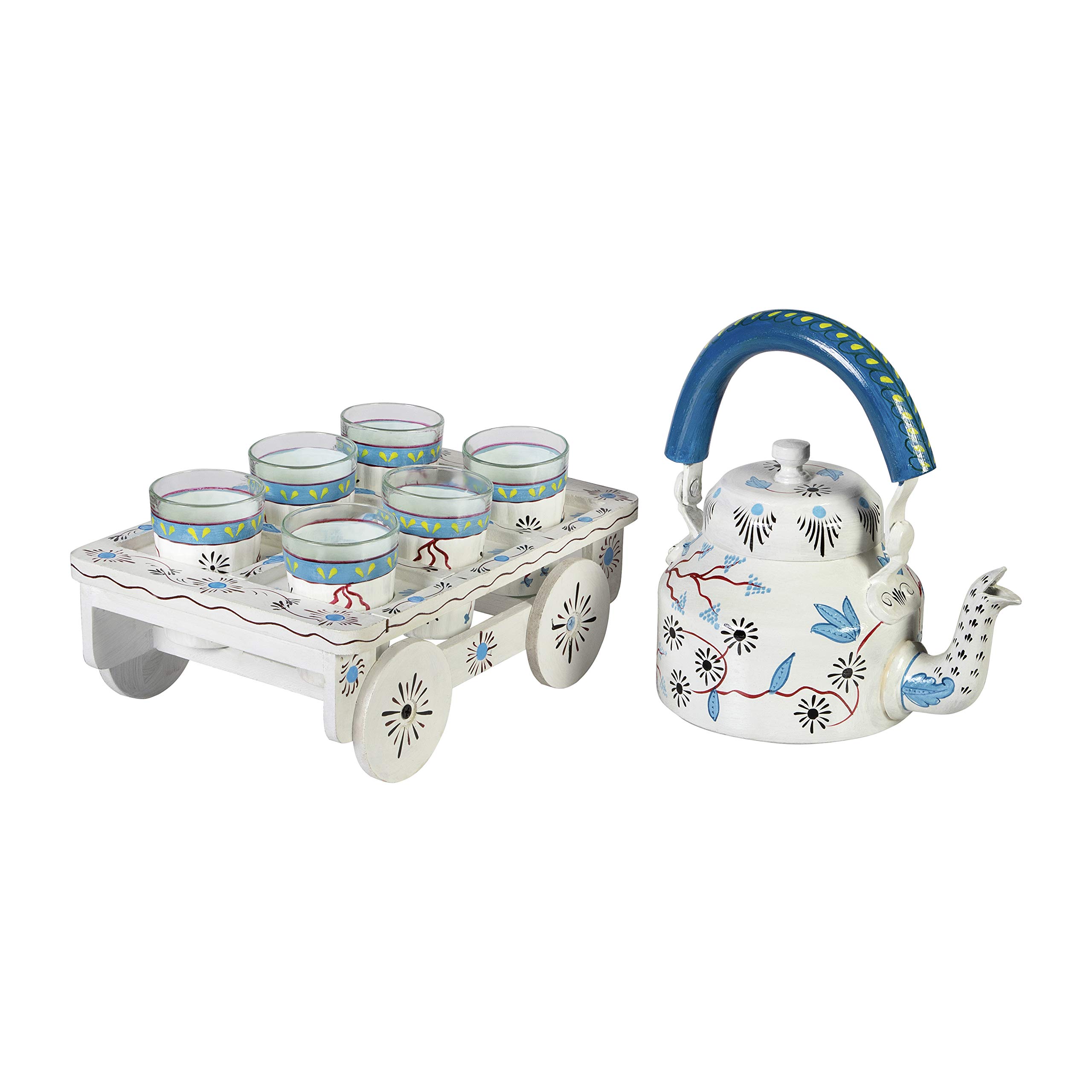 Terosa Blossom Kettle Set I With 6 Glasses & Holder Handicraft Decorative Tea Coffee Set, 1000Ml, White (B08GHBTZ2F) Amazon Price History, Amazon Price Tracker