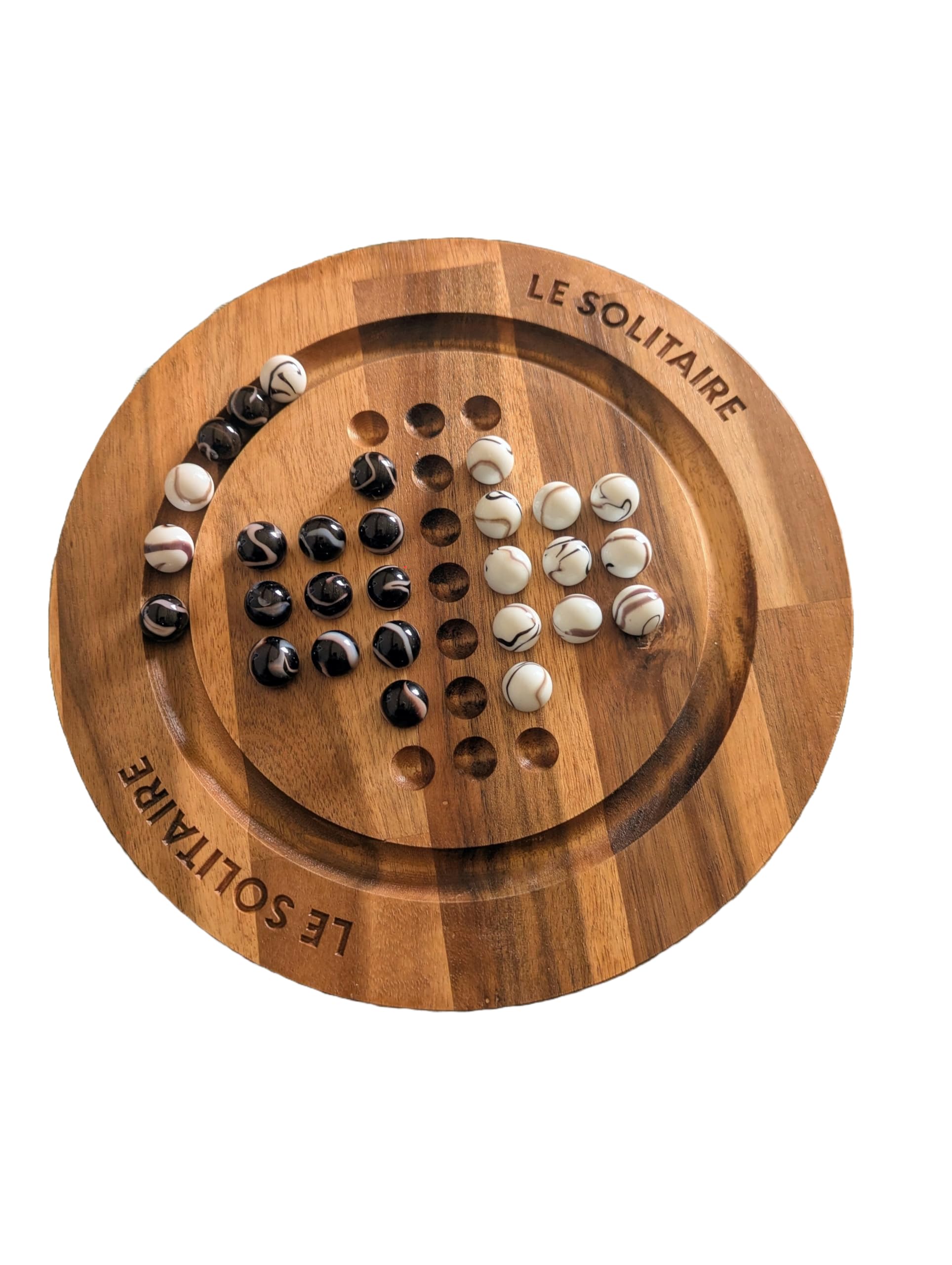 Générique Jeu de Solitaire en Bois d'Acacia – Billes en Verre