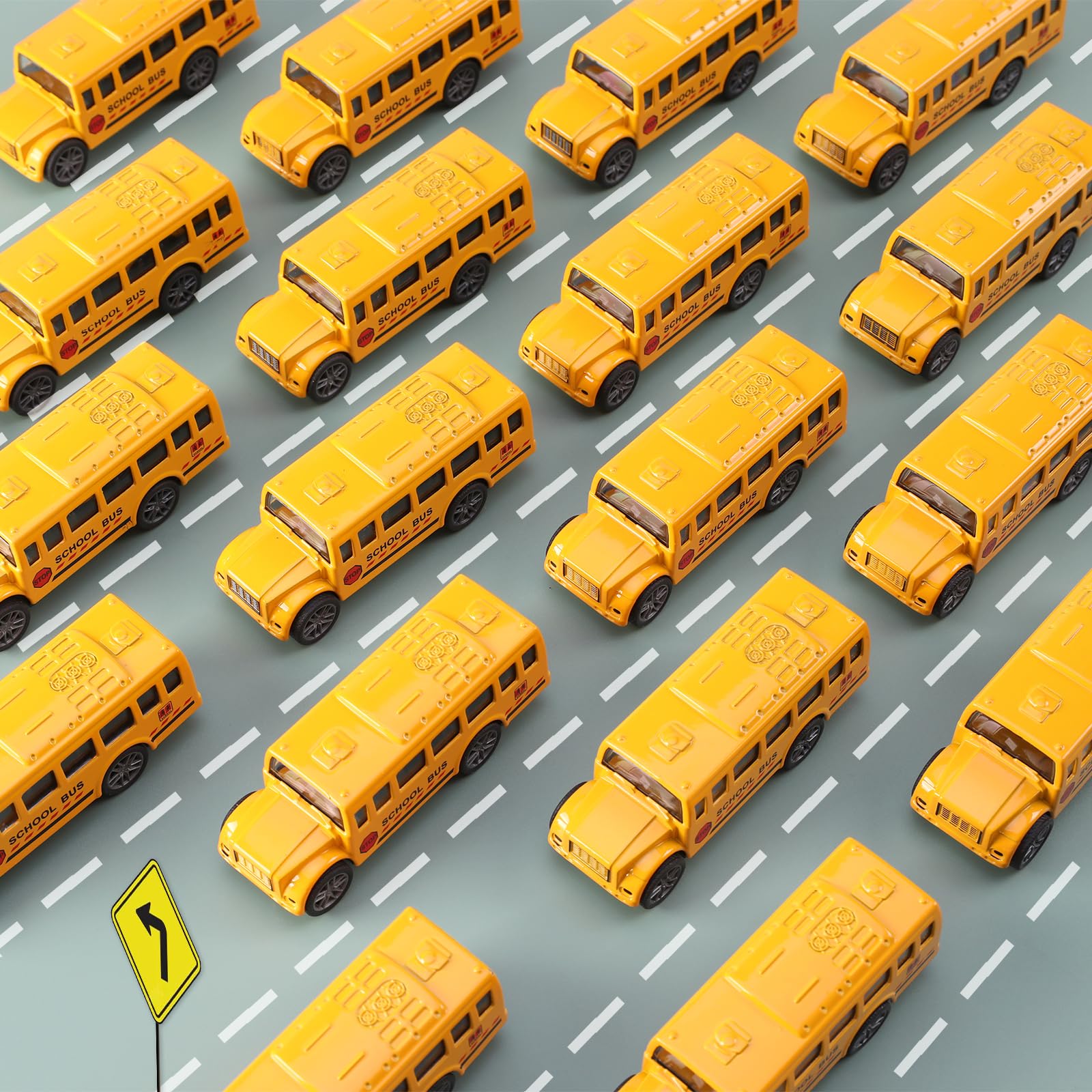 Paquete de 20 juguetes de autobús escolar amarillo de 3.4 pulgadas, vehículos de metal fundido a presión para niños, niñas, niños pequeños 6
