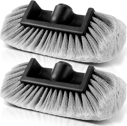 Miniatura 7 de Tanlade 2 cabezales de cepillo de lavado de autos con suave flujo de cerdas para detalles a través del cepillo de limpieza del automóvil, equipo de