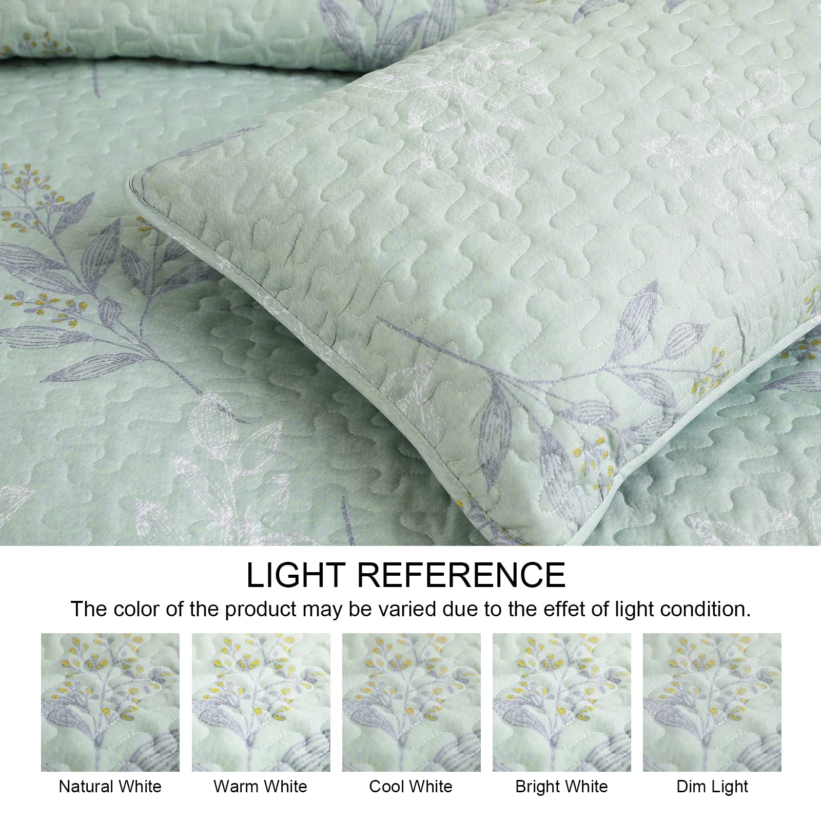 Amazon.com: Whale Flotilla 3-Piece Queen Size Quilt Set with Shams,  Microfiber Lightweight Bedspread Coverlet for All Season, Floral Pattern  Quilts for Queen Bed, Green : Home & Kitchen
