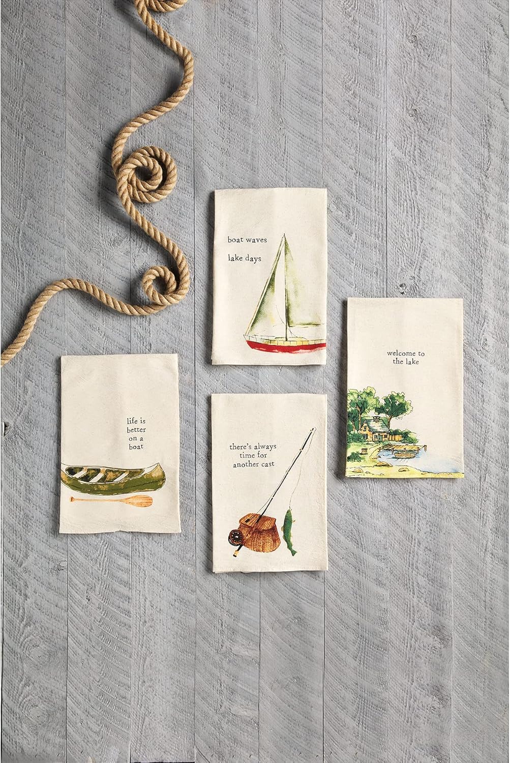 Mud Pie 水彩 レイクタオル ボートウェーブ 13インチ x 8.25インチ