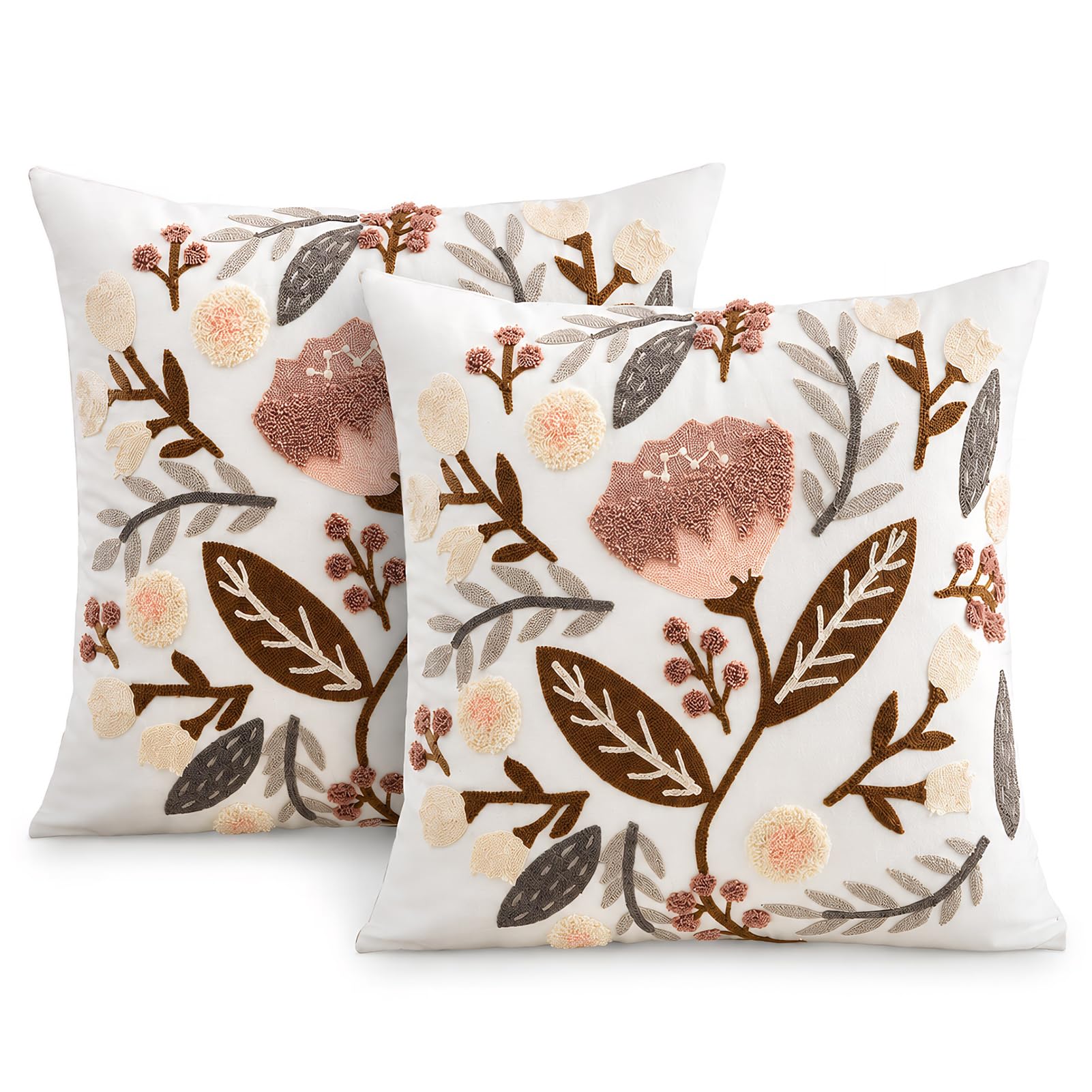 HonorHut Decorative Floral Cushion Covers 45×45 cm Set of 2 Orange Poppy