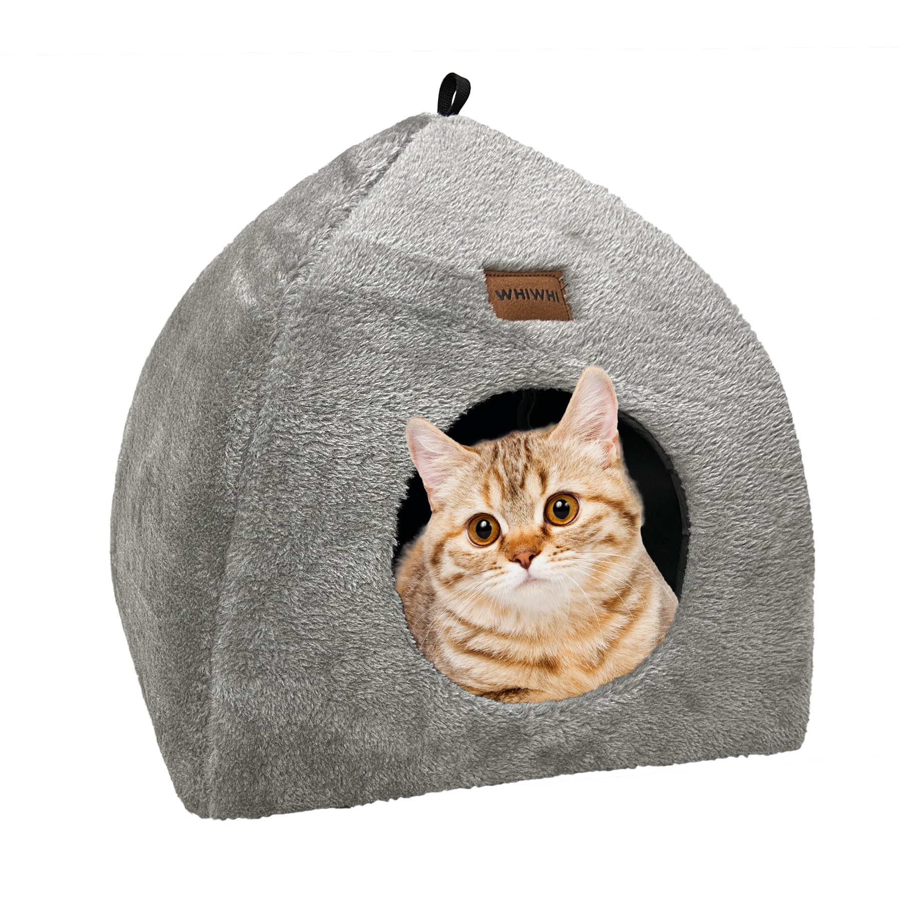 Whiwhi Cat Cave for Indoor Cat Tent with Washable Cushion Soft and Fluffy Cat House Foldable 2-in-1 Multi-Purpose Cat Nest Portable Kitten Cave 45x45x41cm