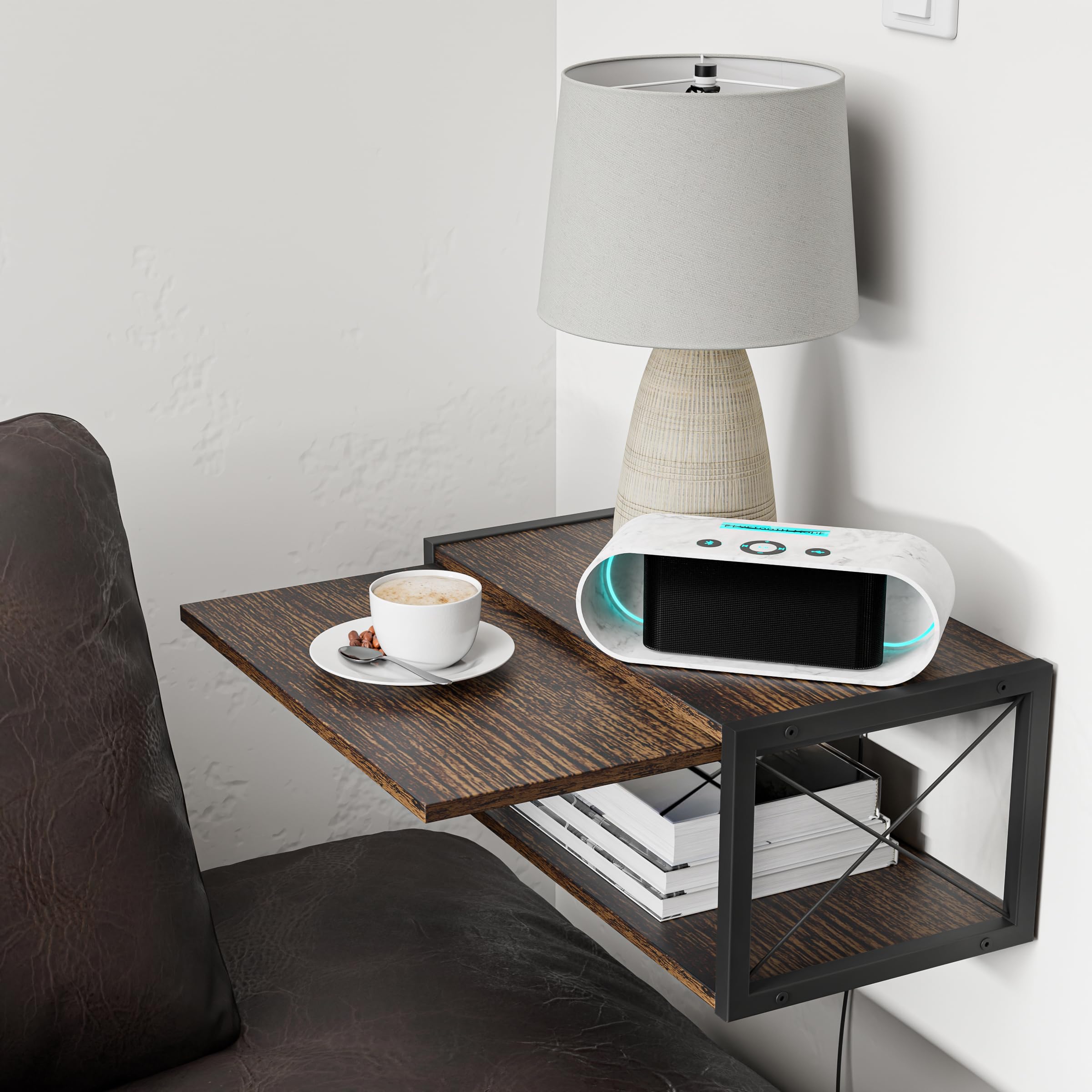 The 5 Best Wall Shelves for Small Kitchens in 2026 1 FNBAR 2-Tier Floating Nightstand, Wall Mounted Bedside Table, Wood Bedside Shelf — product photo