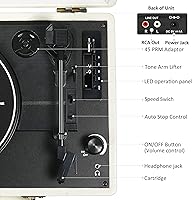 Vista 5 de Tocadiscos portátil de maleta USB con Bluetooth vintage de 3 velocidades con altavoces integrados, sonido de audio de vinilo mejorado, incluye lápiz