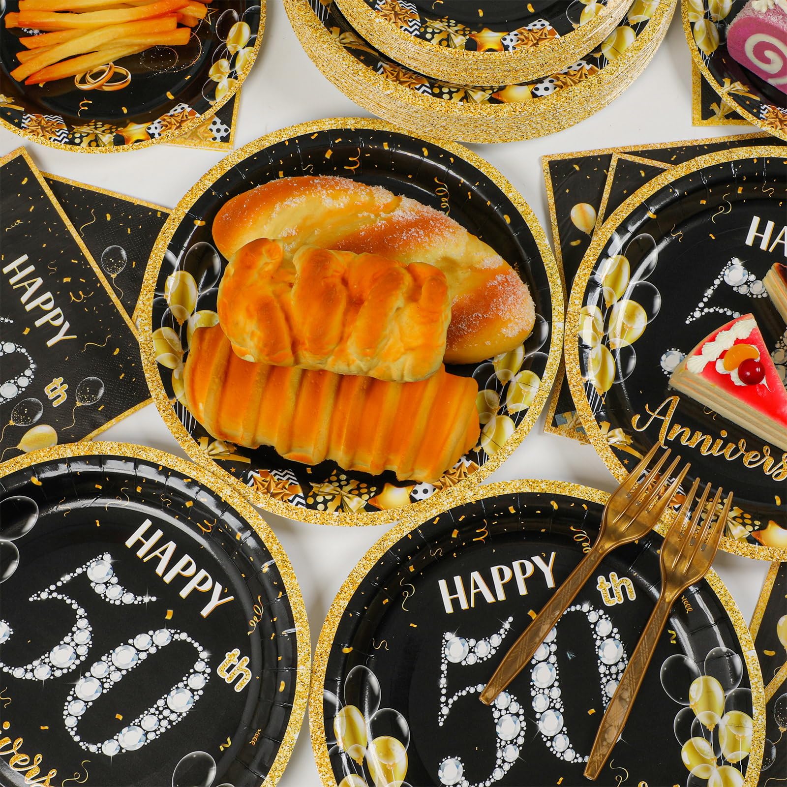 Lot De 50 Assiettes Et Serviettes Papier Happy Birthday - Assiettes 17.8cm, Serviettes 16.5cm - Pour 25 Invités - Décoration Table Anniversaire