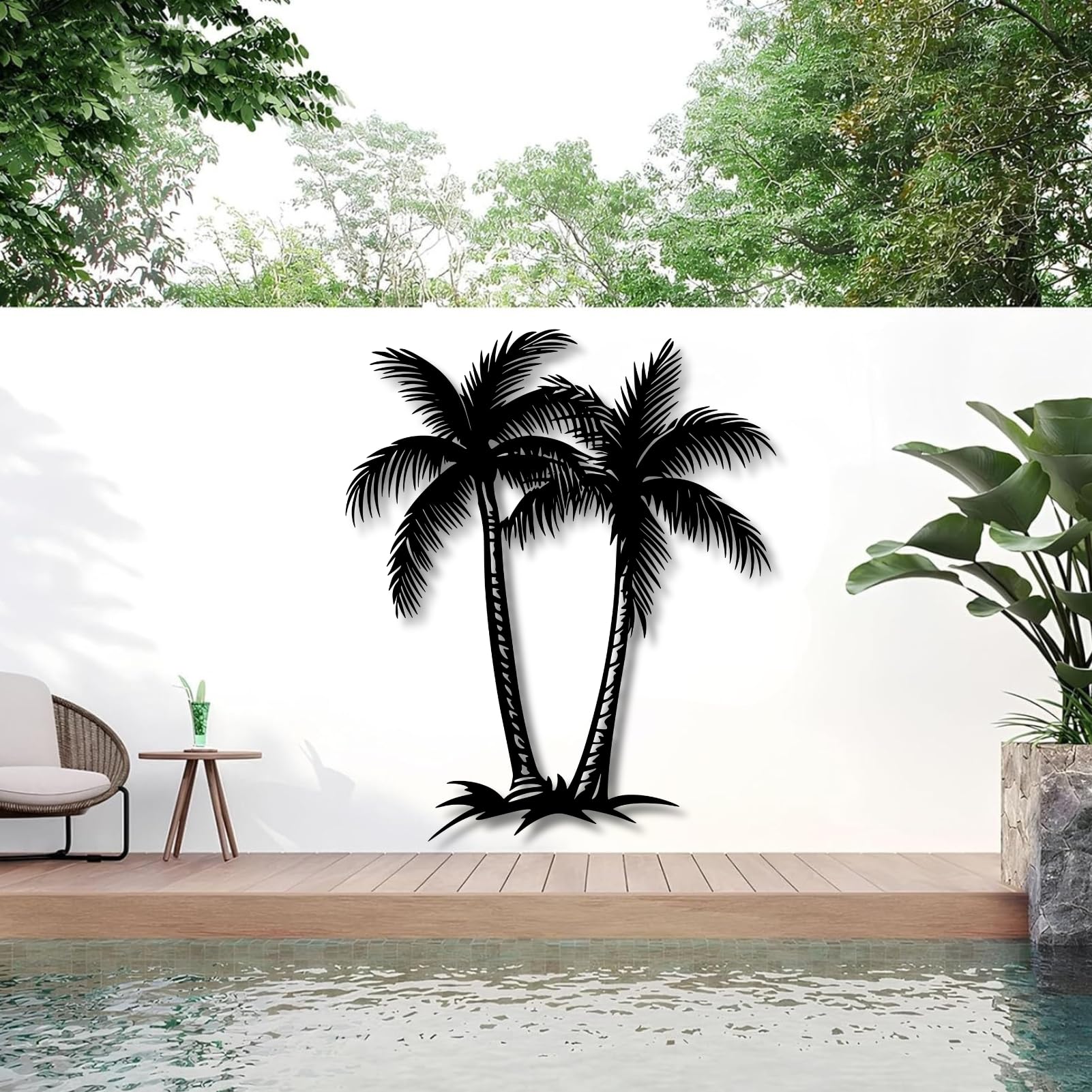 Grande Decorazione da Parete in Metallo Spesso, Palma, Piante Tropicali, Decorazione da Parete a Tema Spiaggia costiera, sculture da Parete per Interni ed Esterni per Bagno, Soggiorno, Patio o Camera