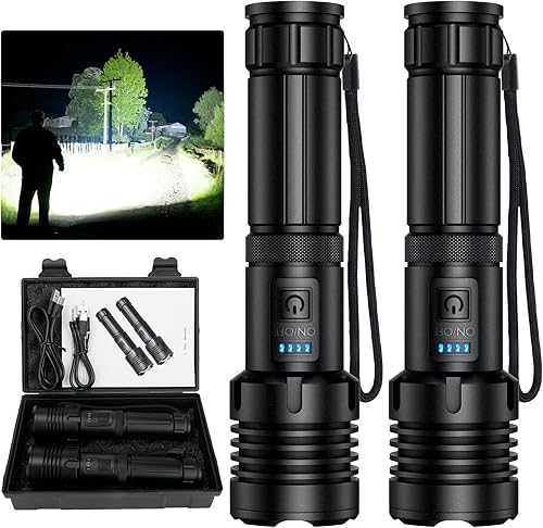 ALSTU Linternas recargables de alto lúmenes, linterna brillante de 990,000 lúmenes con 5 modos de iluminación, luz de flash LED de carga rápida para