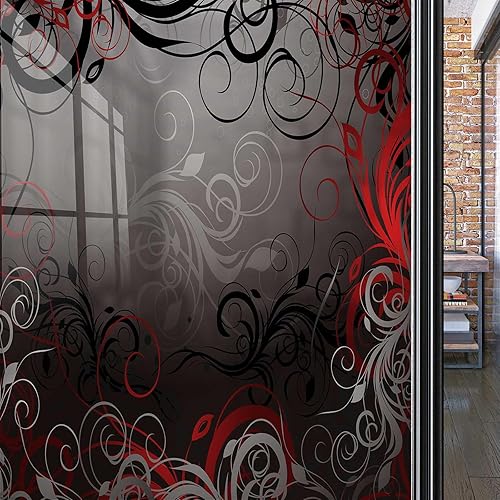 Película unidireccional para ventana, color rojo y negro, película decorativa para ventana, color gris carbón, rubí, película de vinilo de vidrio