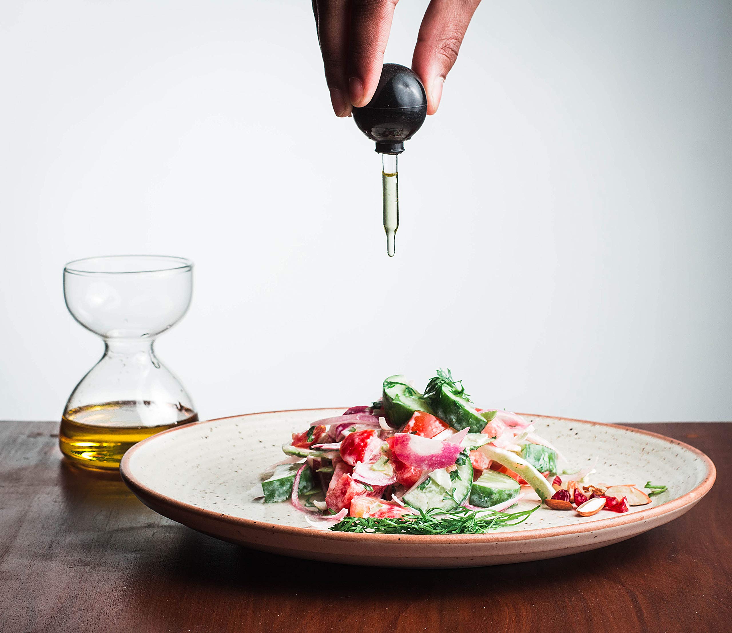 Lot de 2 distributeurs d'huile et de vinaigre avec pipette en verre de 120 ml chacun, parfaits pour la ciabatta et la salade