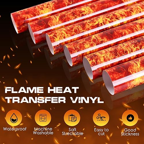 Miniatura 3 de Tintnut Flame HTV - Vinilo de transferencia de calor para planchar, 12 x 10 pulgadas, 6 hojas de vinilo HTV de invierno para bricolaje, camisetas de