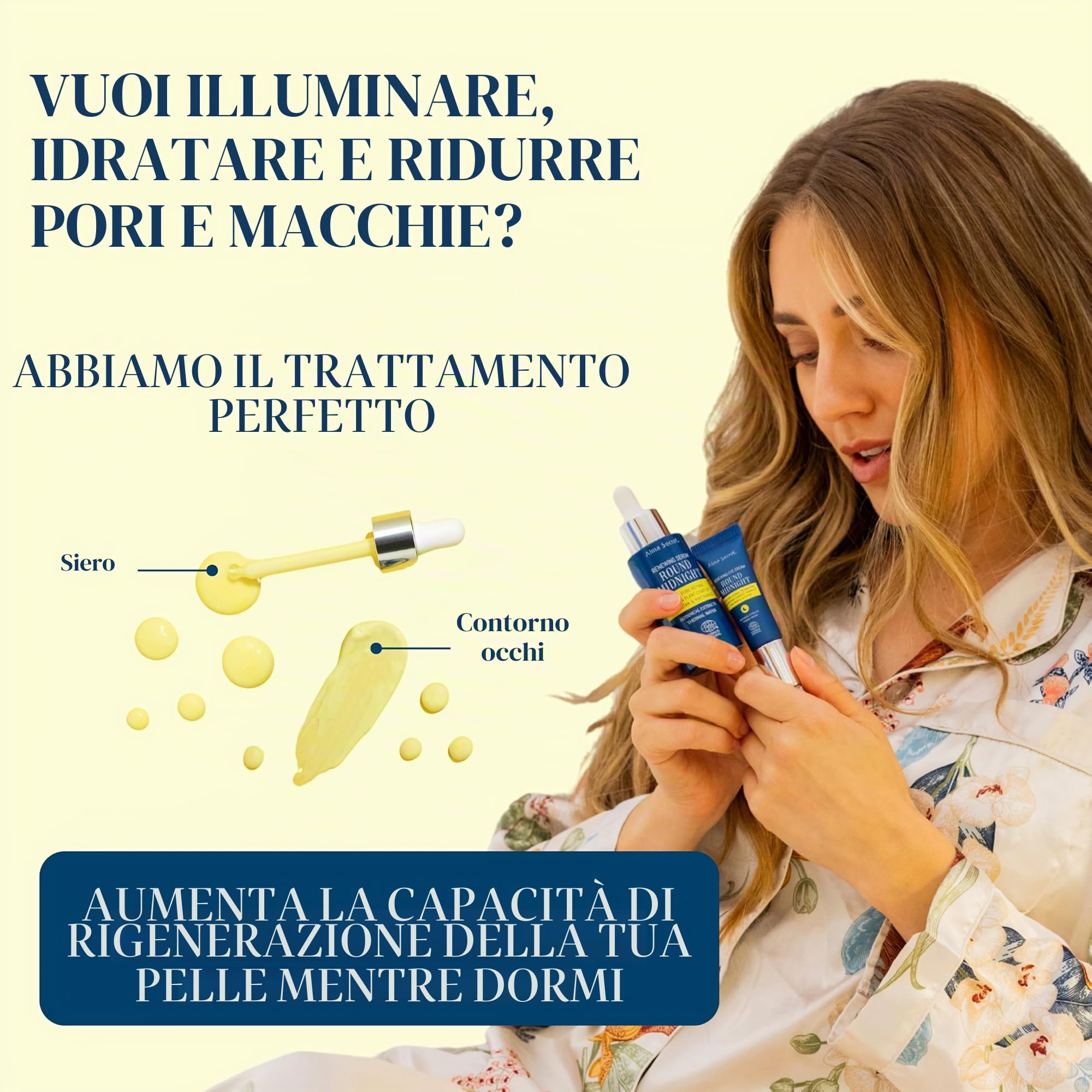 Ecocert Cosmos Natural, siero viso retinale multi-incapsulato + contorno occhi antirughe, idratante notte per tutti i tipi di pelle, siero ringiovanente, rigenerante, illuminante, vegano, Ecocert