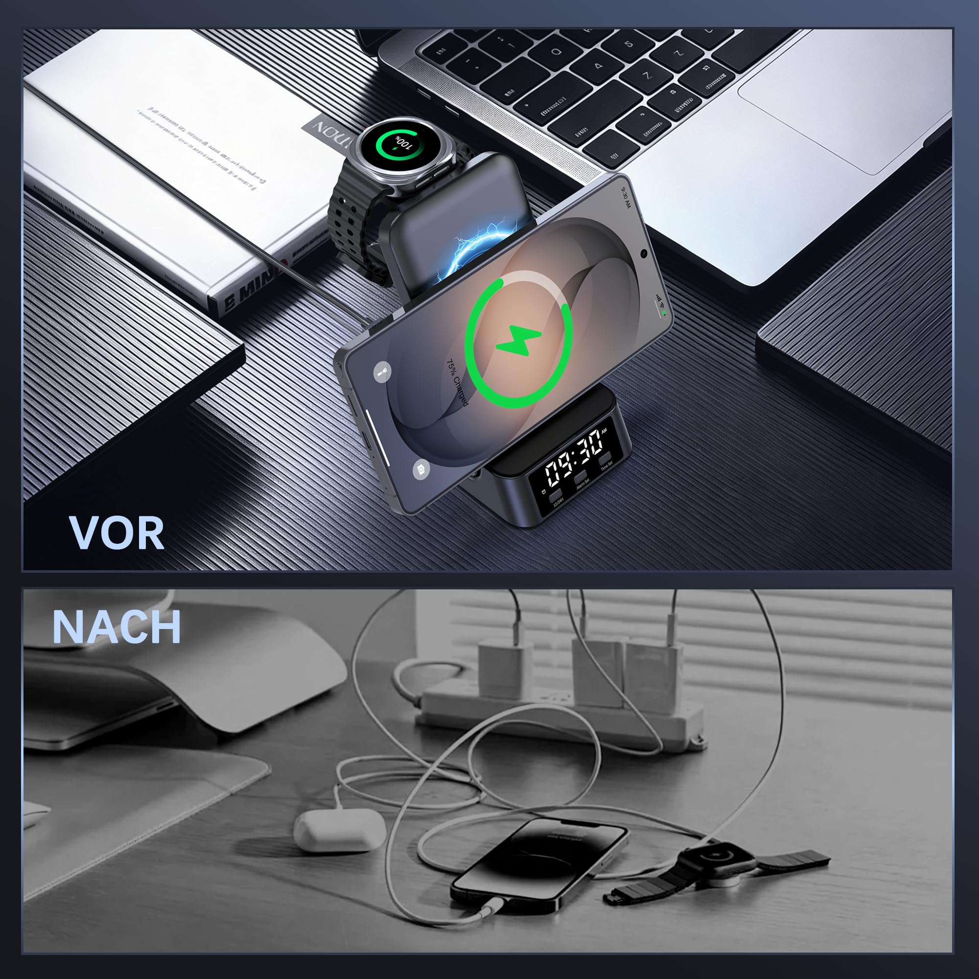 Induktive Ladestation für Samsung,4-in-1 Wireless Charger für Galaxy