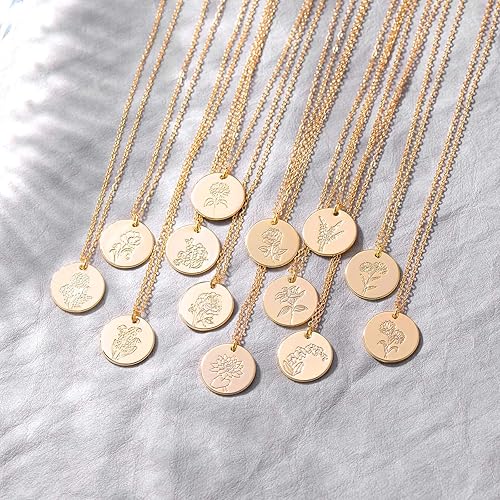 Miniatura 7 de WEARON Collar del zodiaco para mujer, con moneda de oro, constelación, signo de horóscopo, astrología, grabado en oro de 14 quilates, cadena