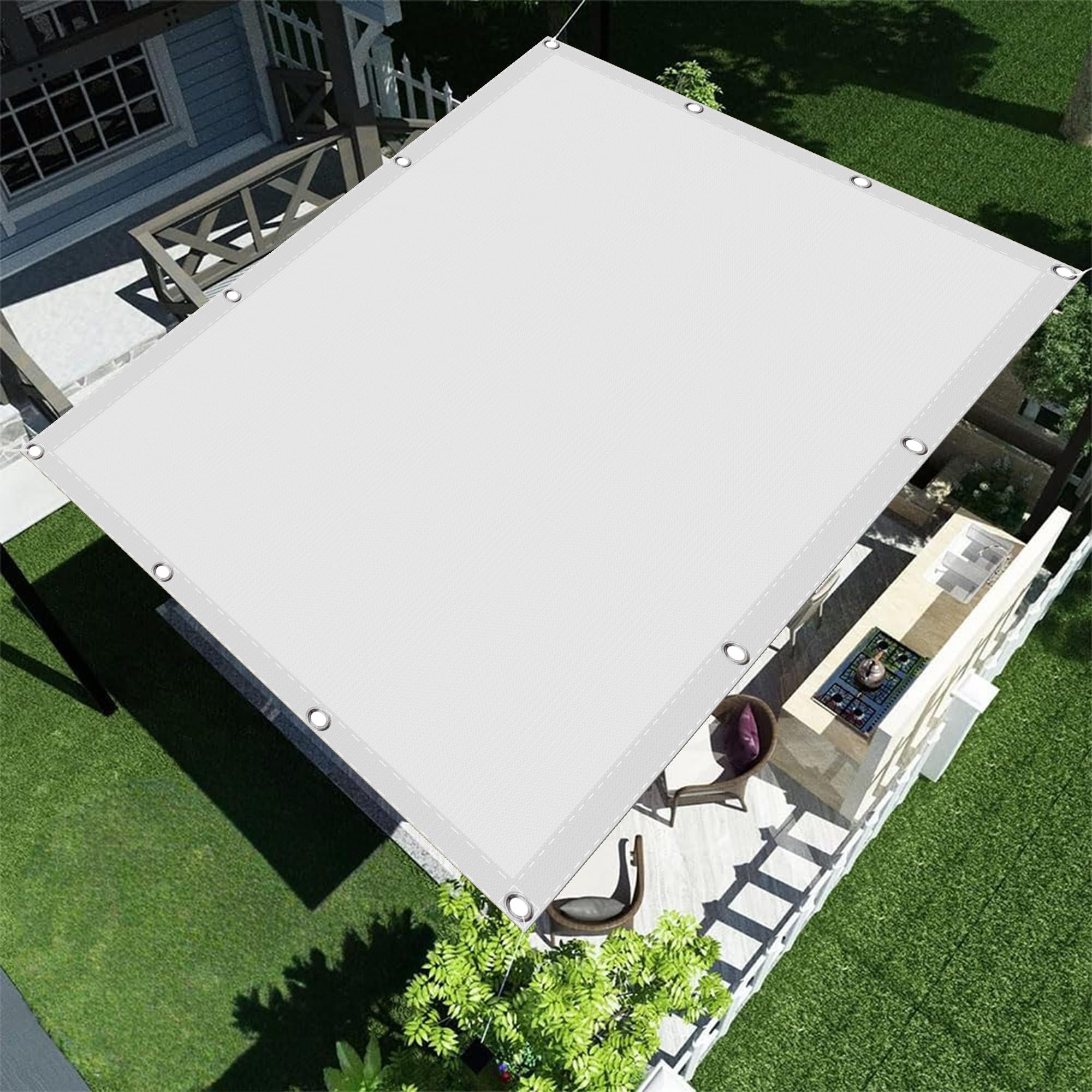 Voile d'ombrage 3x3 m blanc protection UV imperméable avec kit fixation pour patio