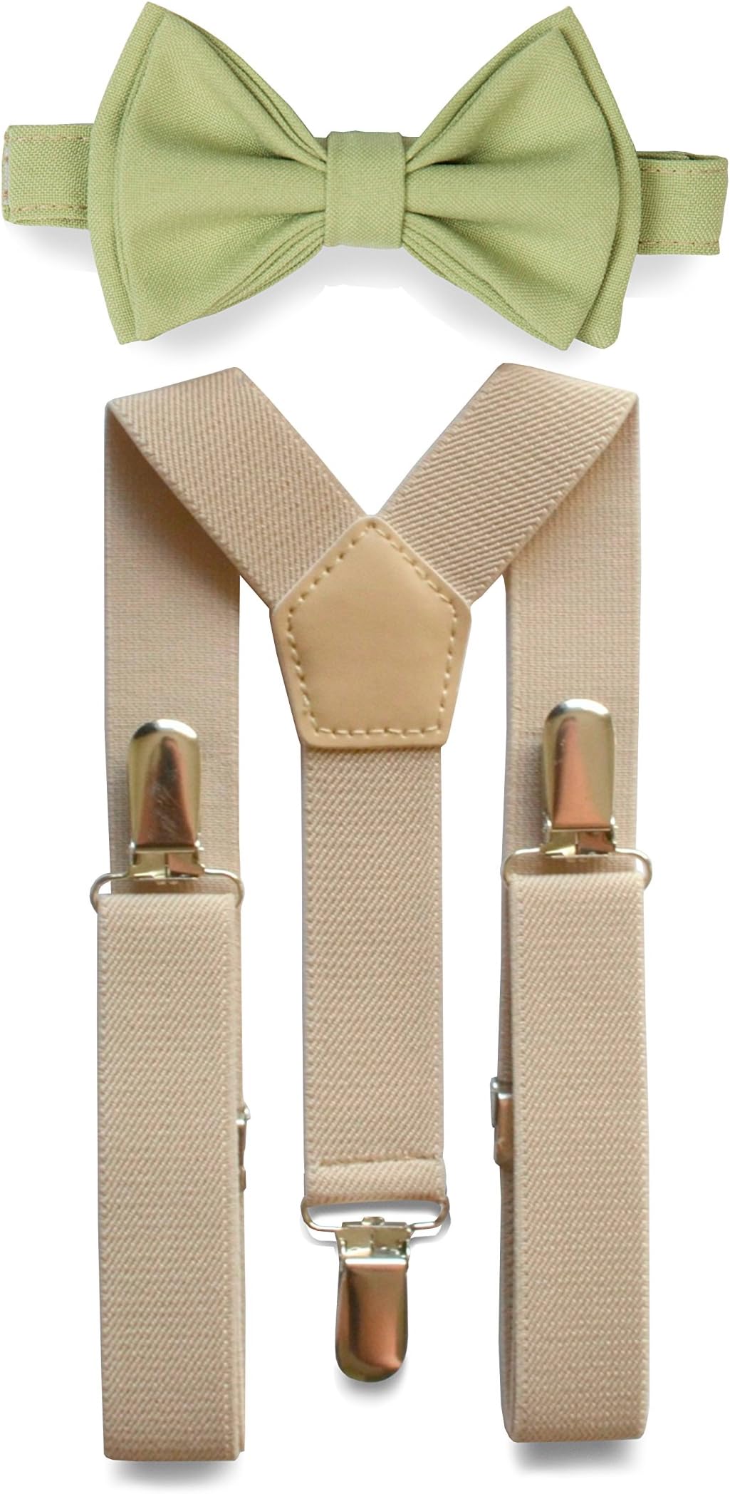 Tan Suspenders & Bow Tie Set for Baby Toddler Boy Teen Men