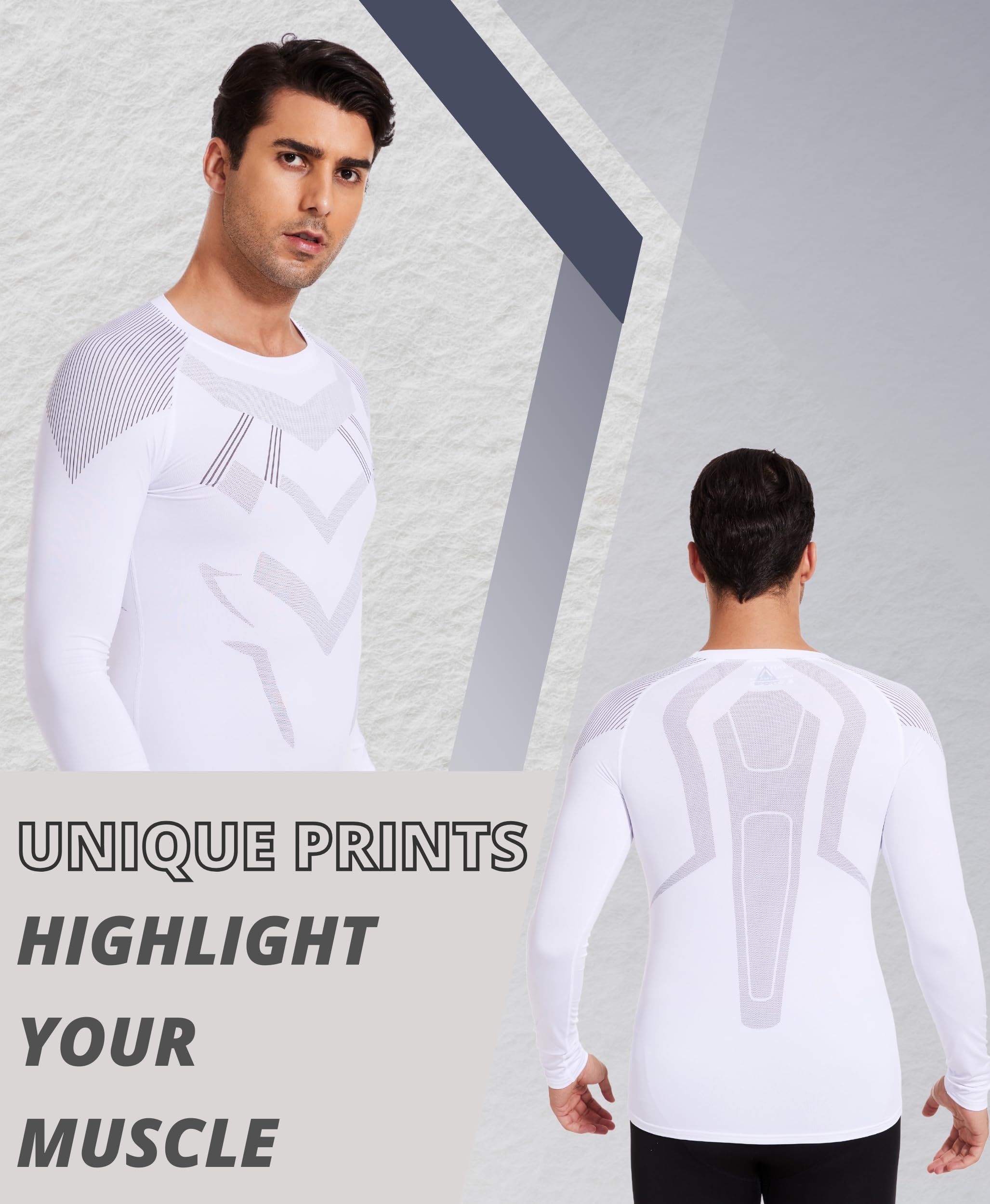 AMZSPORT Maglia Compressione Uomo Maglia Termica Manica Lunga Maglietta Palestra Compression Shirt Ciclismo Running Sportiva