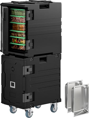 Miniatura 12 de YITAHOME Transportador de bandejas de alimentos aislado, caja caliente LLDPE de 127 cuartos de galón para catering con bandeja de acero inoxidable,