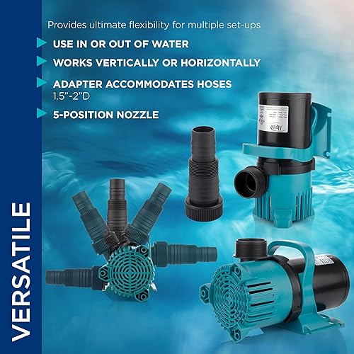 Miniatura 7 de Alpine Corporation Bomba de ahorro de energía Vortex de 4700 GPH para estanques, fuentes, cascadas y circulación de agua