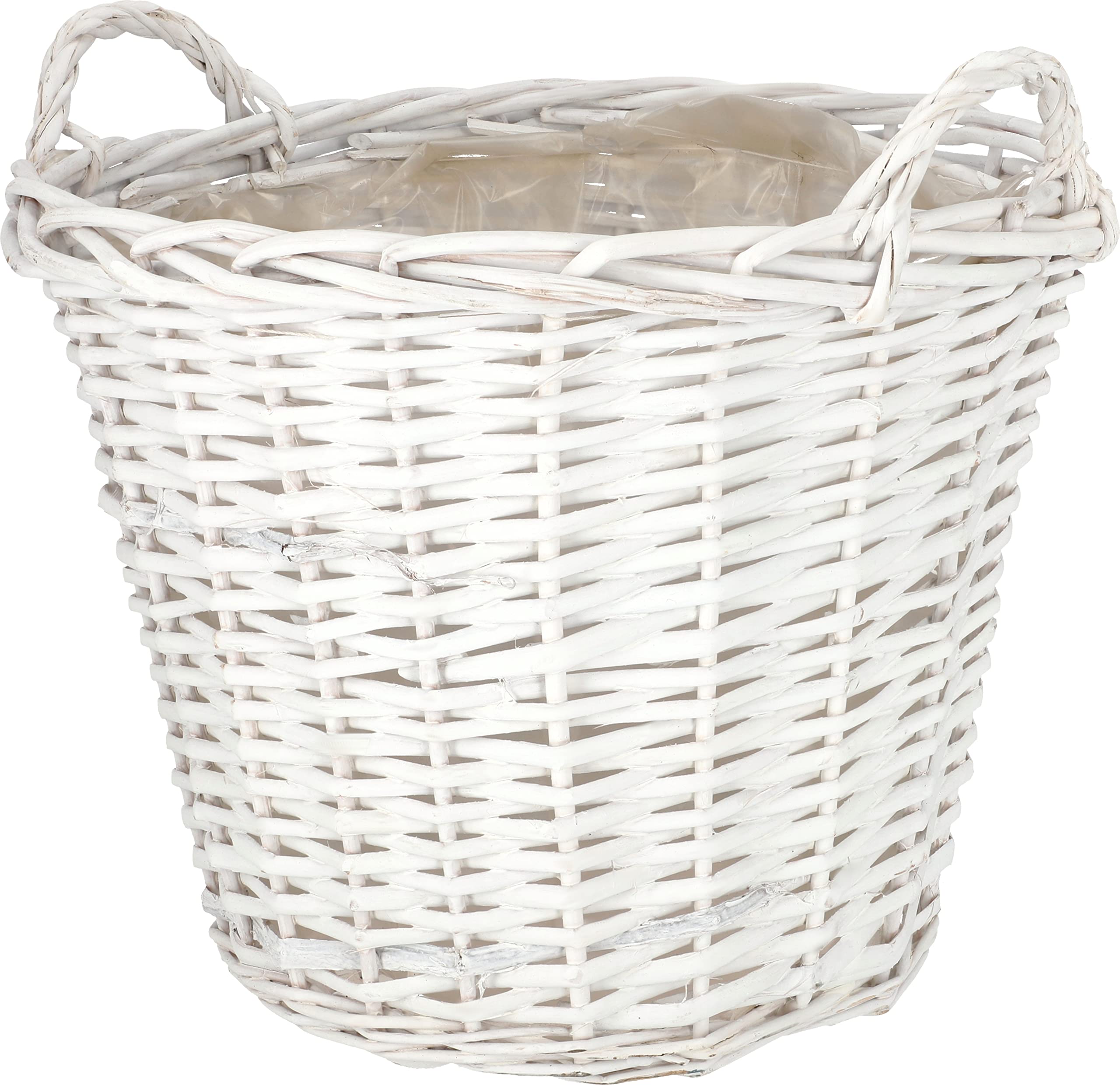 KOTARBAU® Blumentopf geflochten - Korb geflochten - Weidenkorb für Blumen – ⌀ 38 cm – Flechtkorb - Weidentopf – Übertopf – Rustikal – Weiß