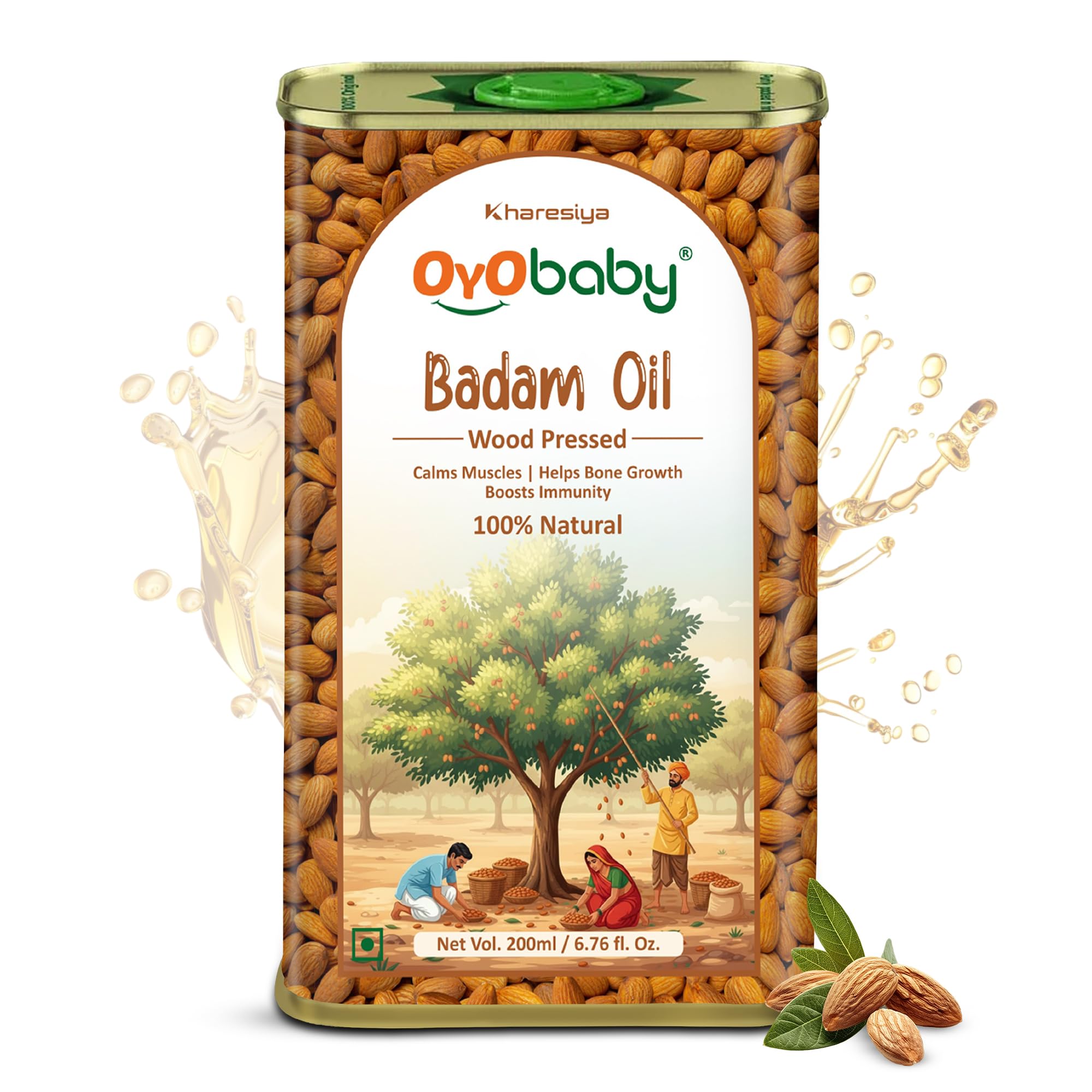 OYO BABY Massage Oil 100% Pure & Natural Badam Rogan Baby Oil 200ml |Faster Physical Growth for Stronger Bones and Muscles | Wood Pressed Baby Hair Oil-image-7