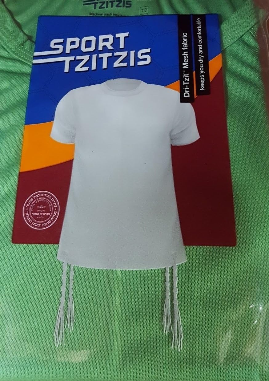 Dri Fit Sport Tzitzit Undershirt for Boys Light Green Ashkenazi Meyuchad (Extra Small)
