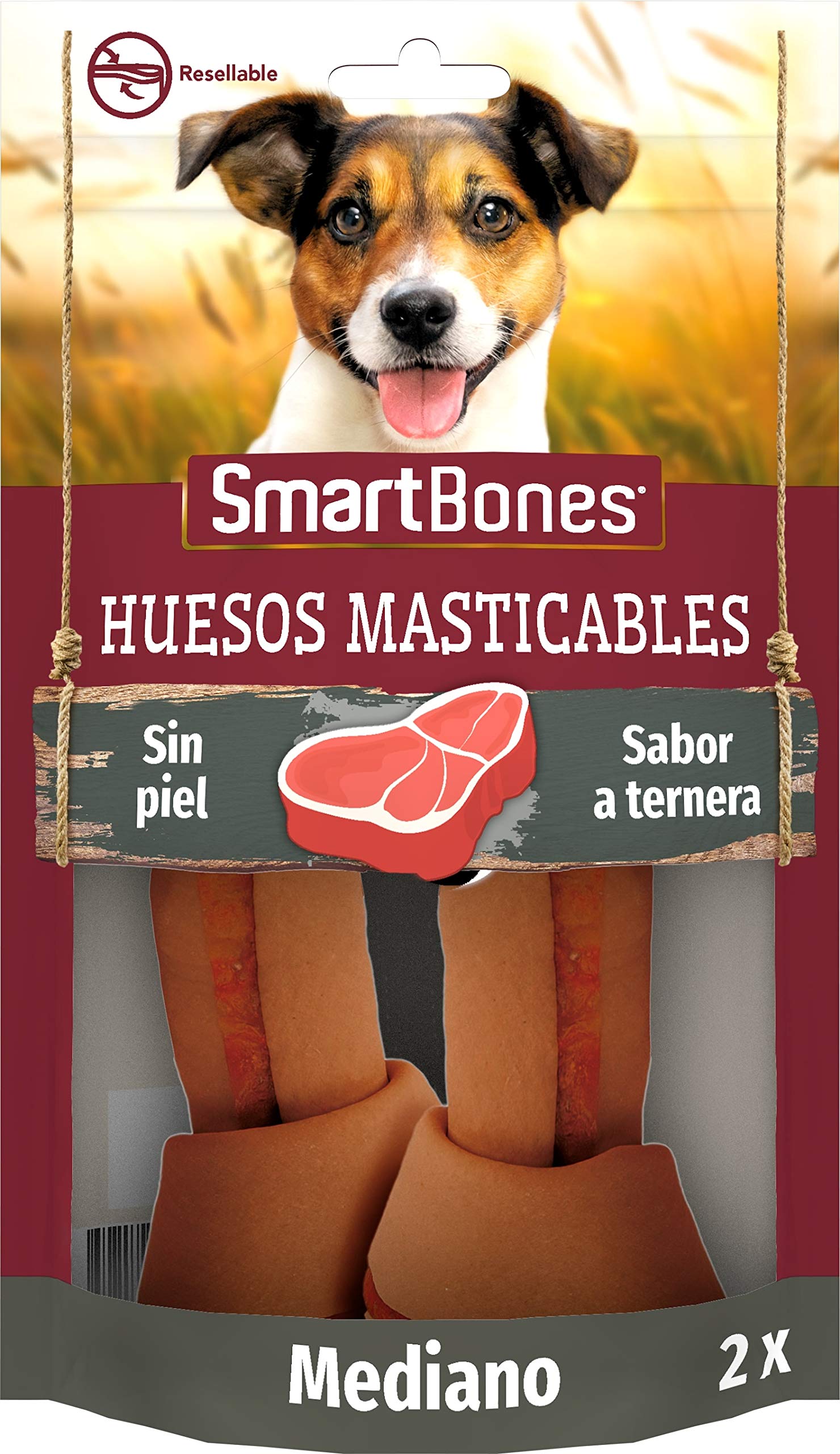 SmartBones Sabor a ternera Huesos masticables Mediano para perros, 2 piezas