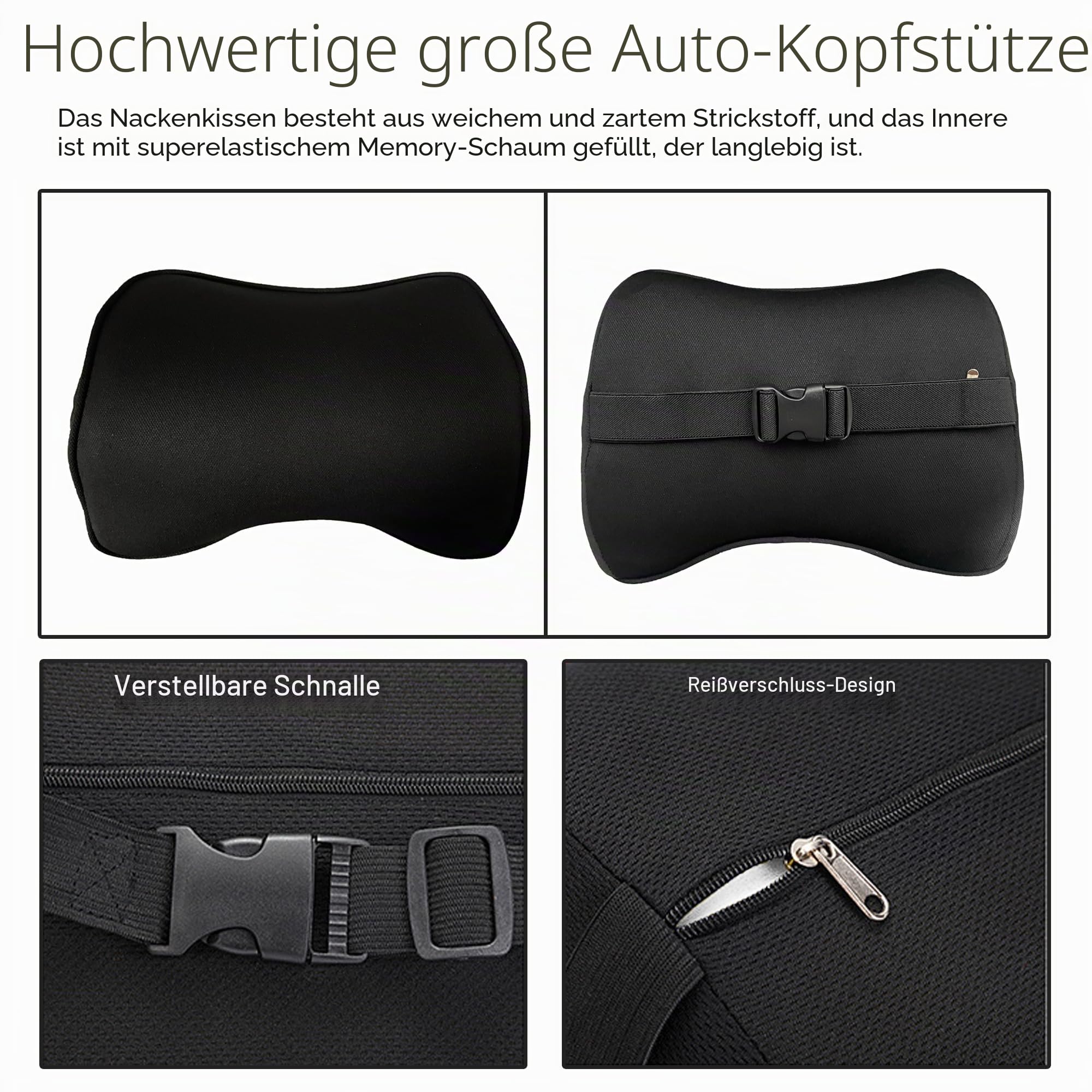 duoyif Auto Kopfstütze Kissen Auto Nackenkissen, Nackenstütze Auto Memory Foam Autositz Nackenkissen, Reisekissen Auto Reise Nackenkissen für Fahren Büro Gaming Sitz, Schützen Sie die Halswirbelsäule