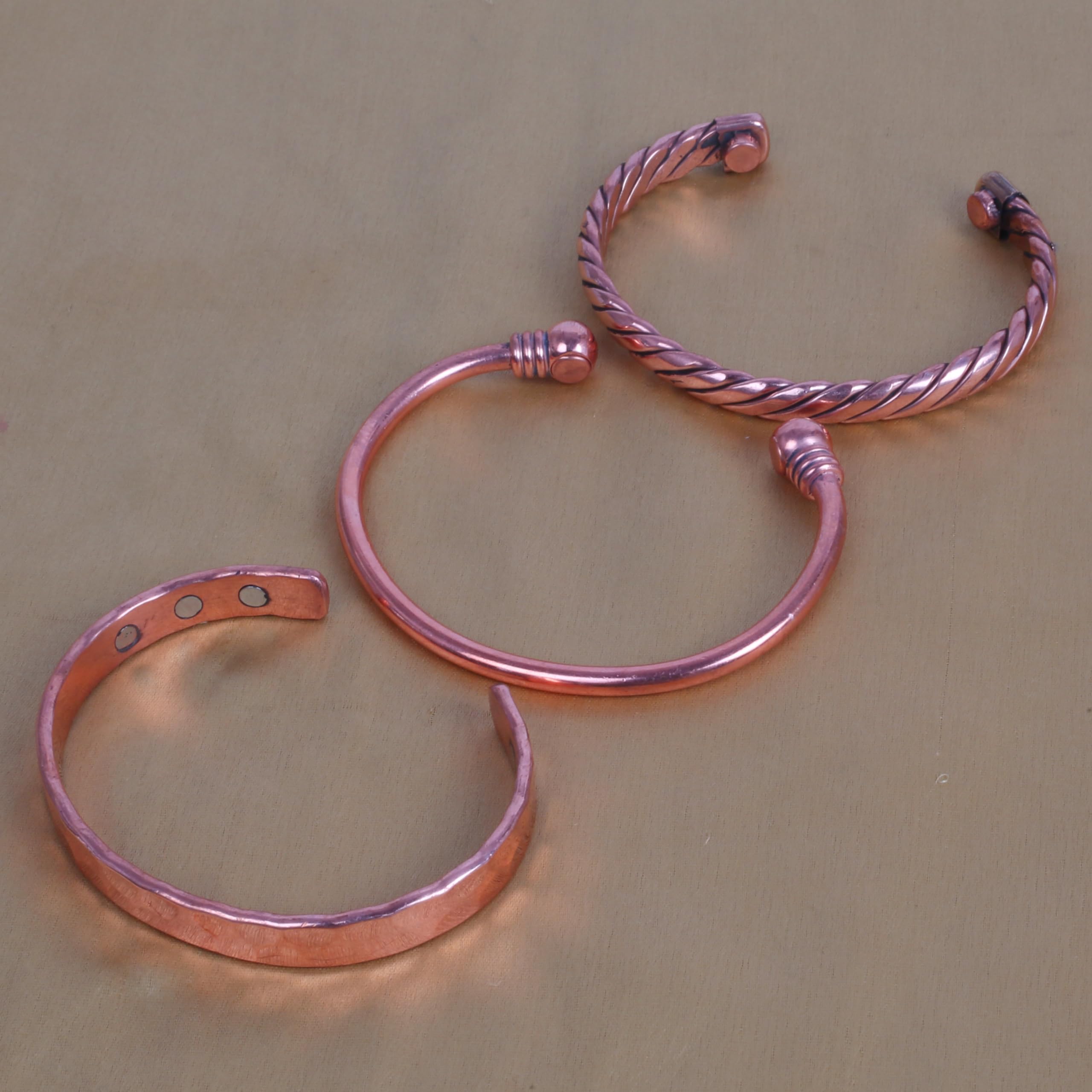 Touchstone Bracelets en cuivre | Cadeau pour homme et femme | Bijoux magnétiques 100 % pur et solide | Ensemble de bracelets faits à la main | Bracelets tibétains en corde tressée., flexible, Cuivre