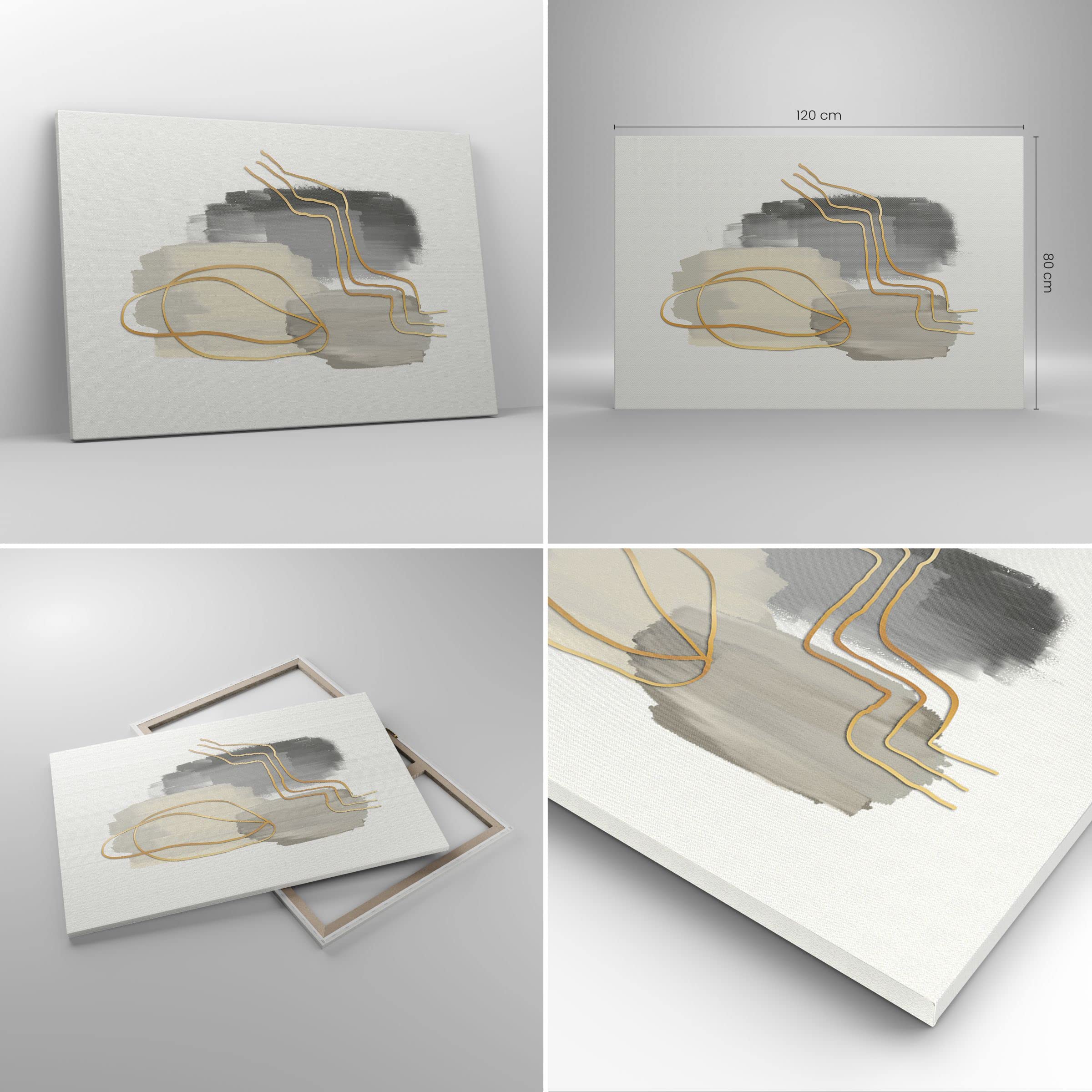 Quadri Moderni su Tela 120x80 cm Stampe da Parete Astratto Pastello - 4149 | CIAO Oro Astrazione Quadro Decorativo XXL 1 pezzo Soggiorno Camera da Letto Arte da Parete Decorazione da Parete ARTTOR