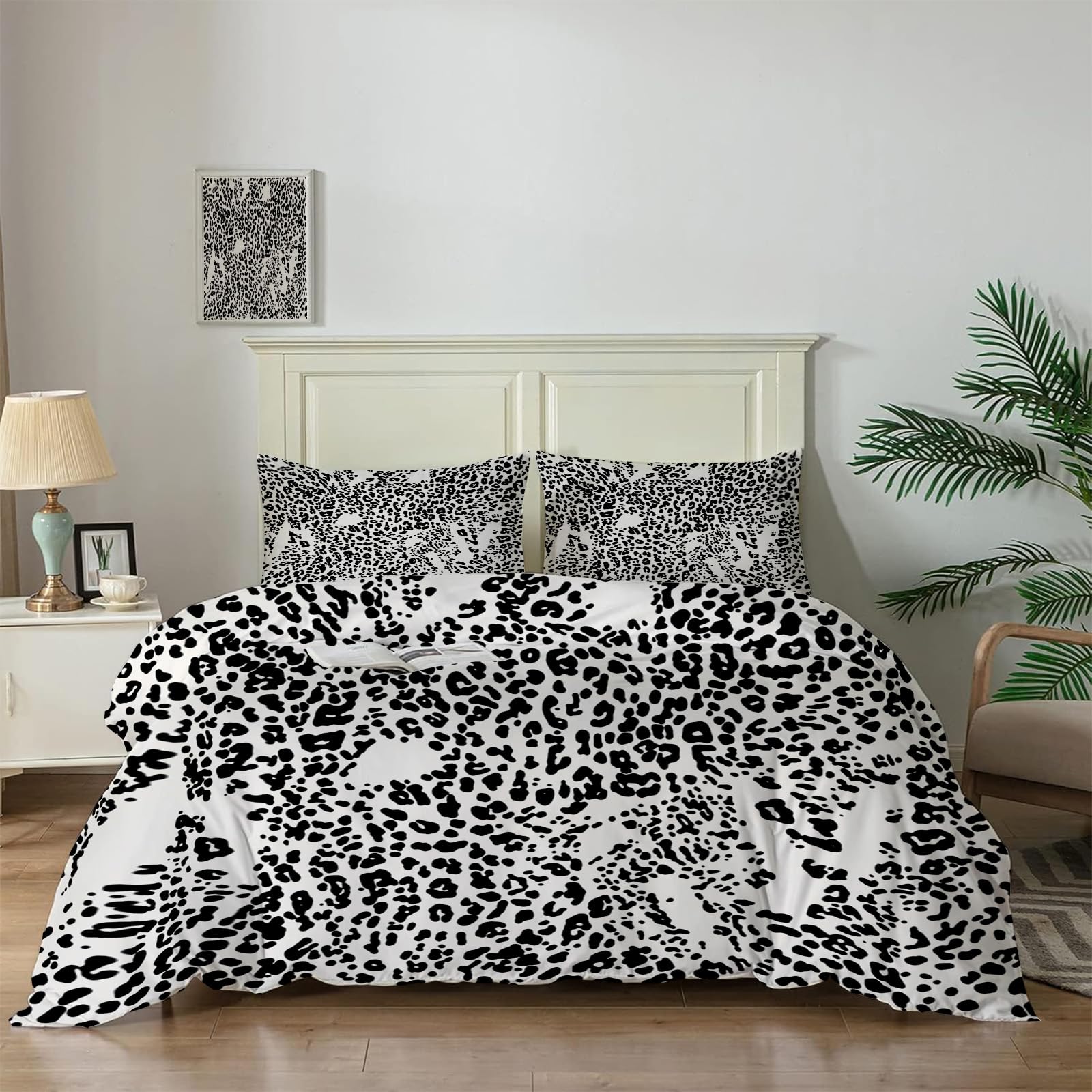 Ensemble de literie imprimé léopard moderne pour chambre adulte avec housse de couette