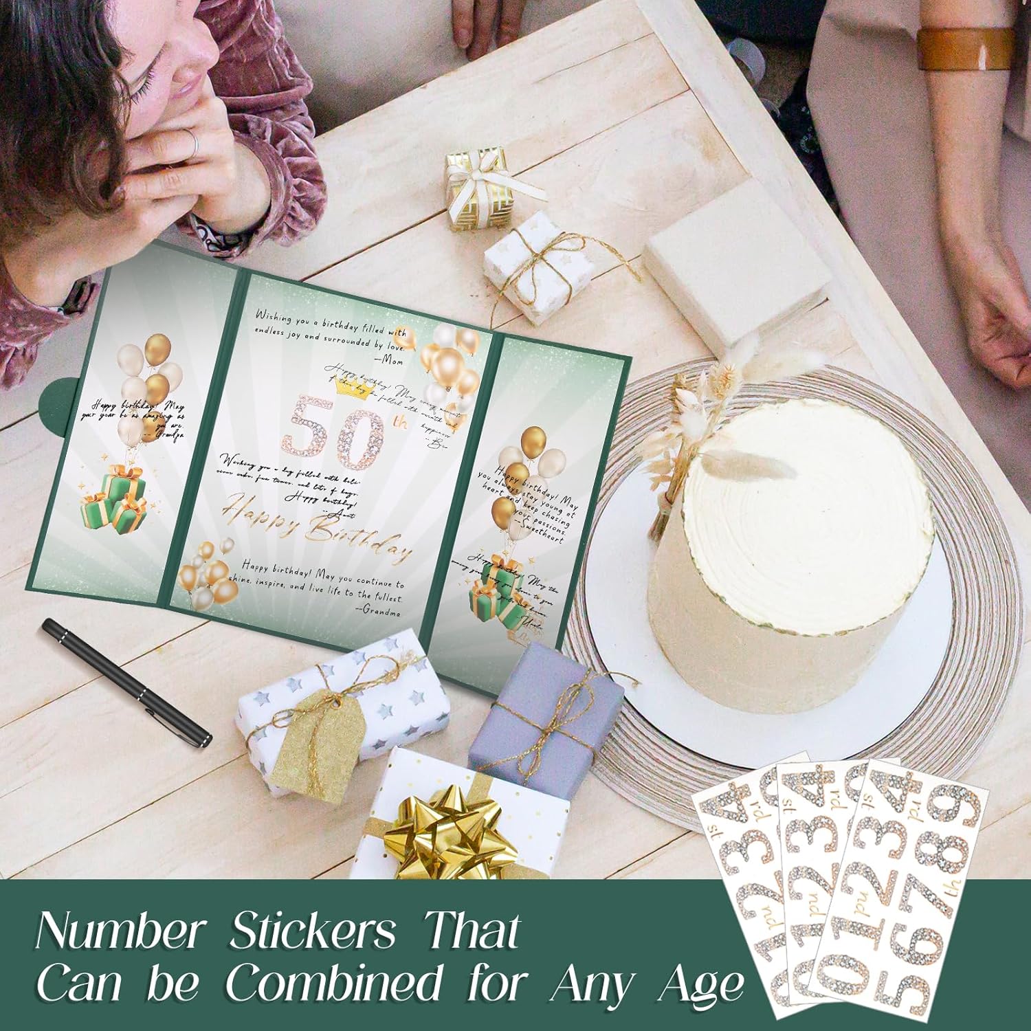 Green Gold Birthday Party Decorations,18" x 12" Creative Birthday Decorations Guest Sign in Book Alternative, for Men and Women of All Ages, Happy Birthday Party Supplies - Image 4