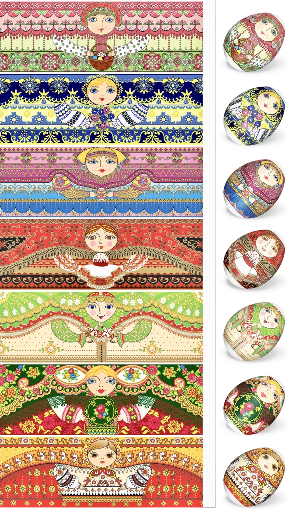 Easter Eggs Foil Matryoshka (Russian Nesting Dolls) Babushka Number 13 Enough for 7 Eggs